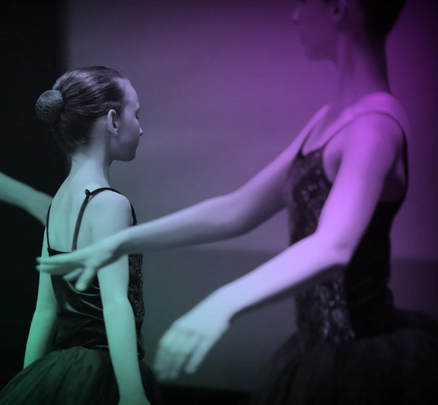 The Mullingar Arts Centre School of Ballet teacher and student dancingteacher and Students