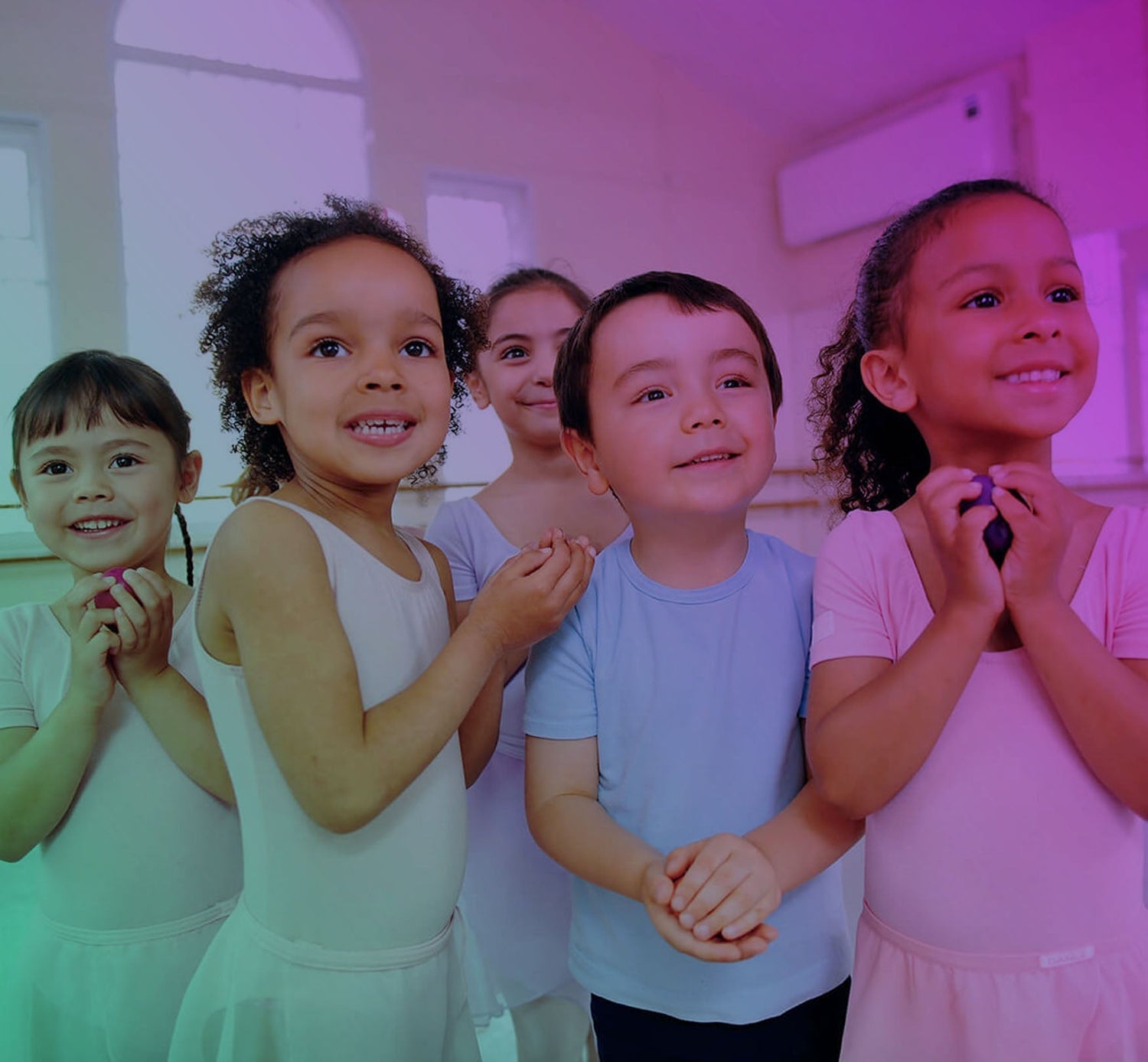 Many children Smiling in Ballet Clothes