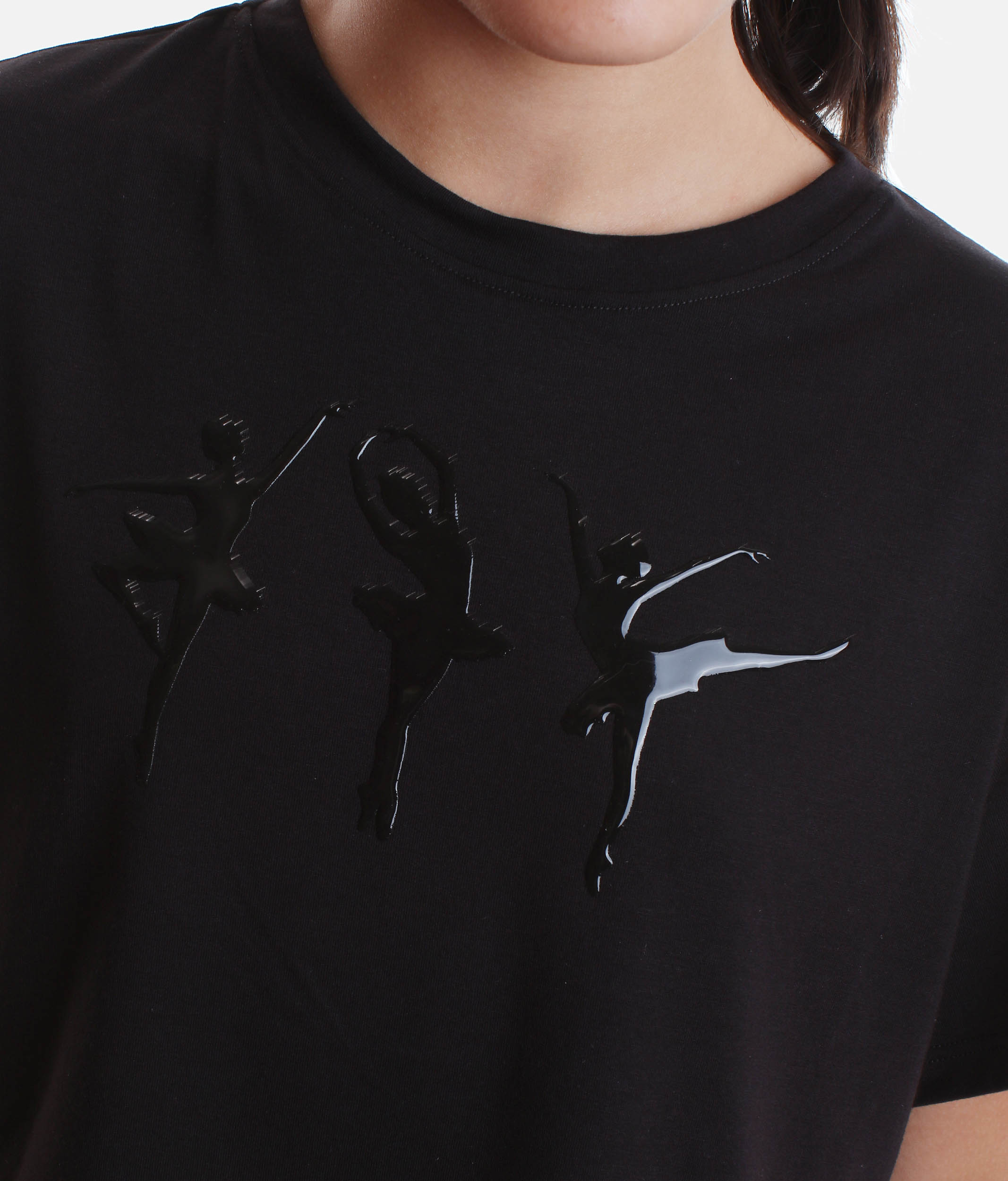 Girls Ballet Crop Top, Ballerina Silhouette Dance Tee - M1563
