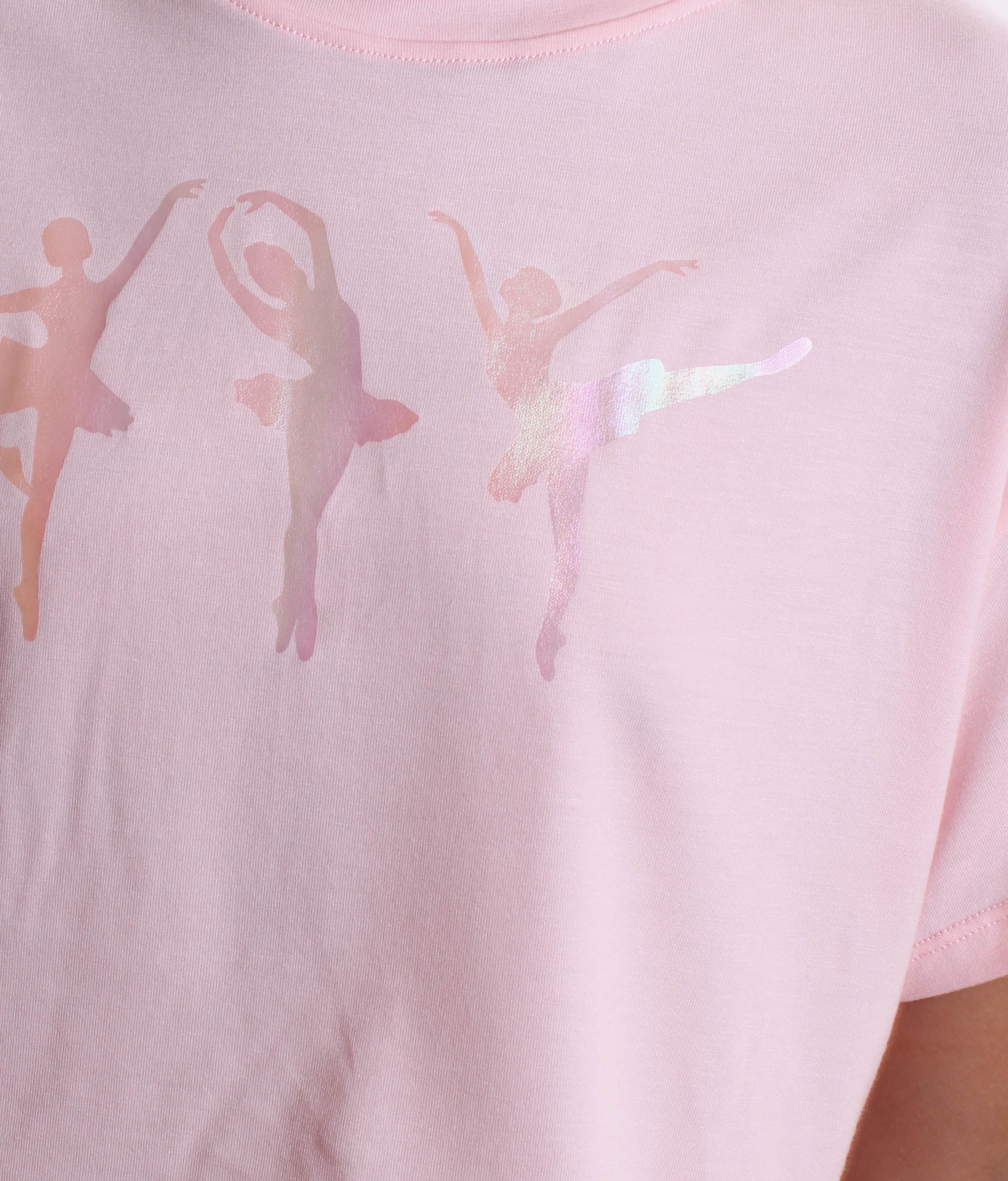 Girls Ballet Crop Top, Ballerina Silhouette Dance Tee - M1563