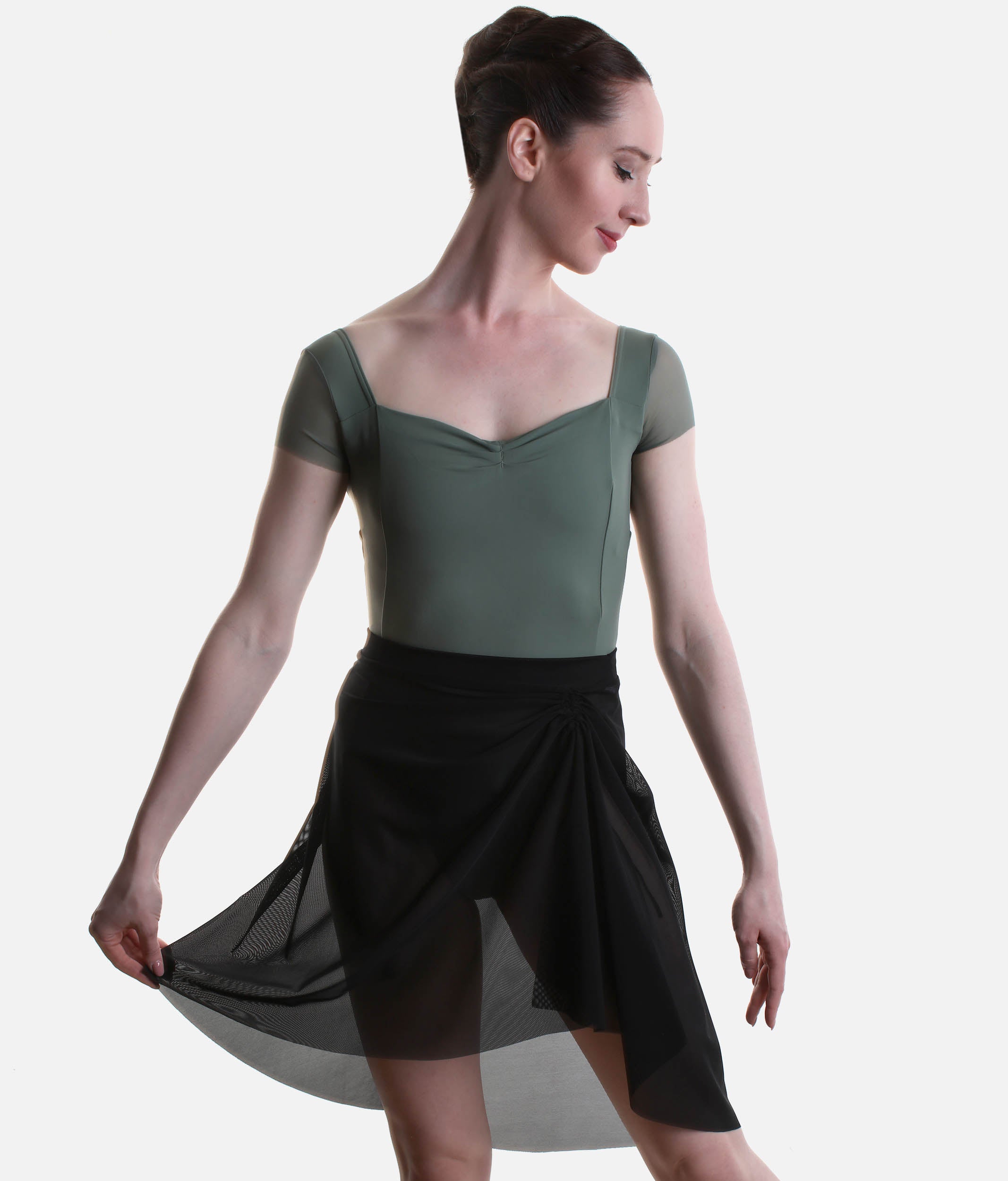 Pull-On Dance Skirt with Adjustable Ruched Slit, Ballet Core Energy - 16107