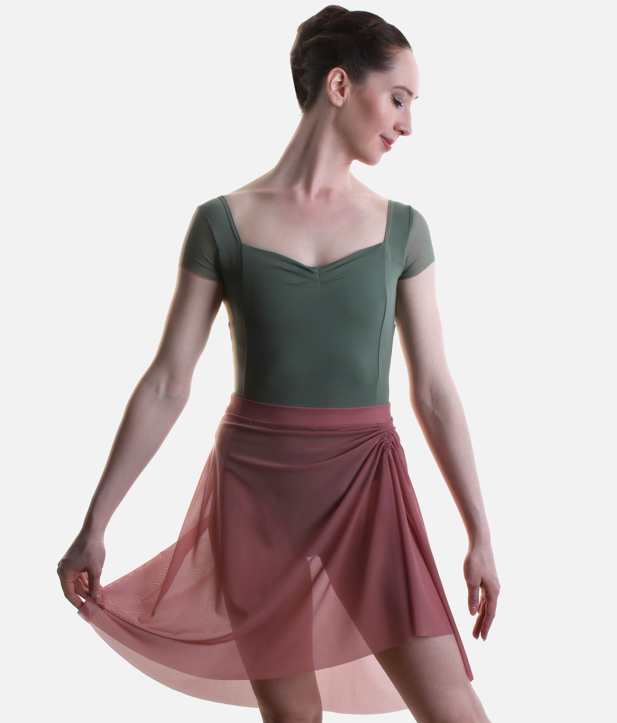 Pull-On Dance Skirt with Adjustable Ruched Slit, Ballet Core Energy - 16107