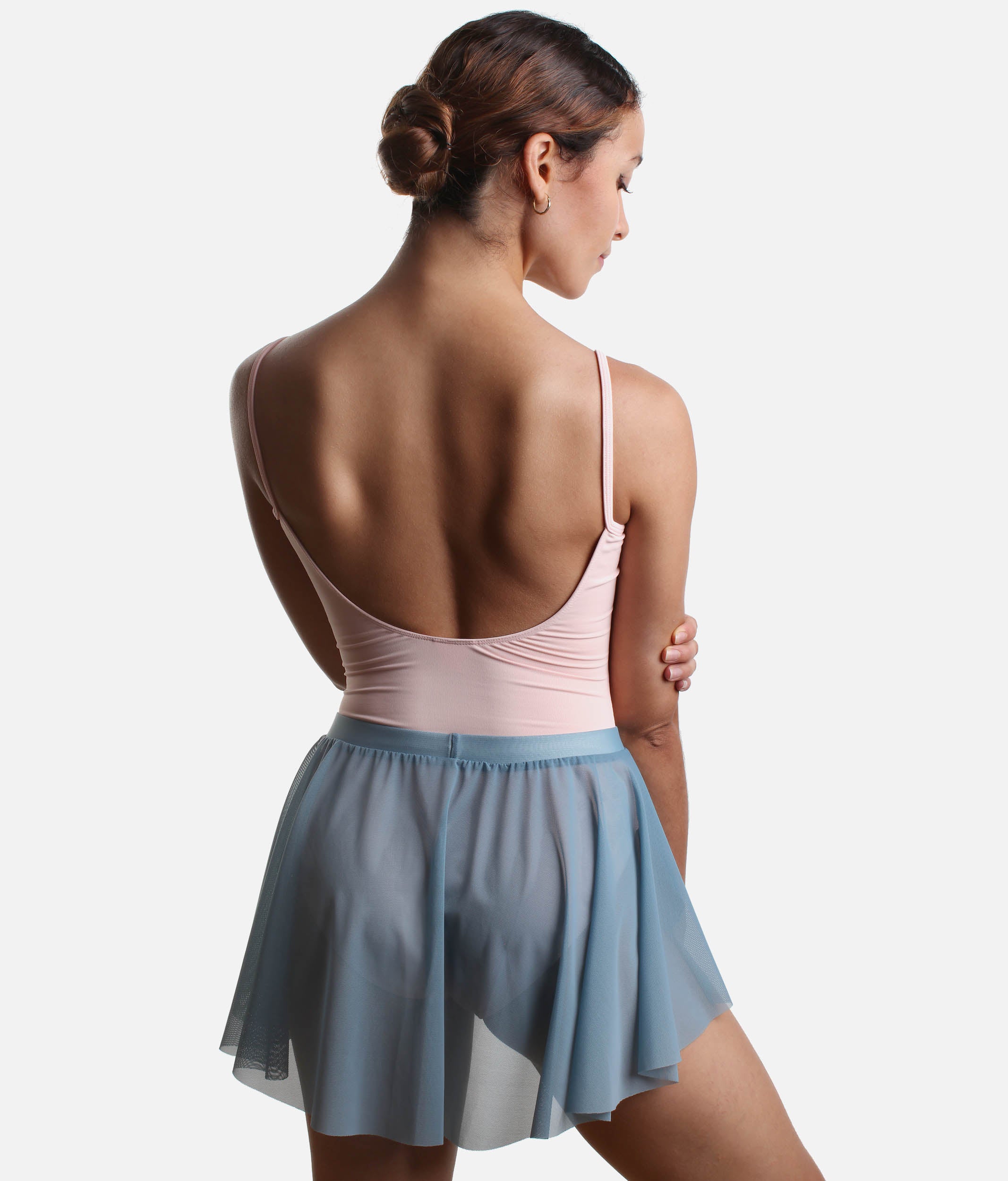 Short Asymmetric Ballet Skirt wit Overlapping Design, Soft Mesh - 2114