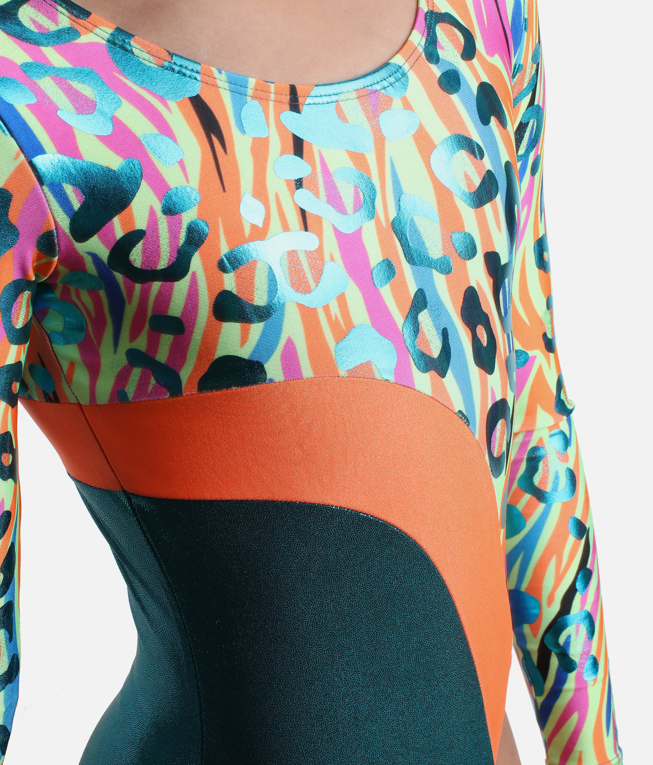 Long Sleeve Fun Print Gymnastics Leotard - 27803