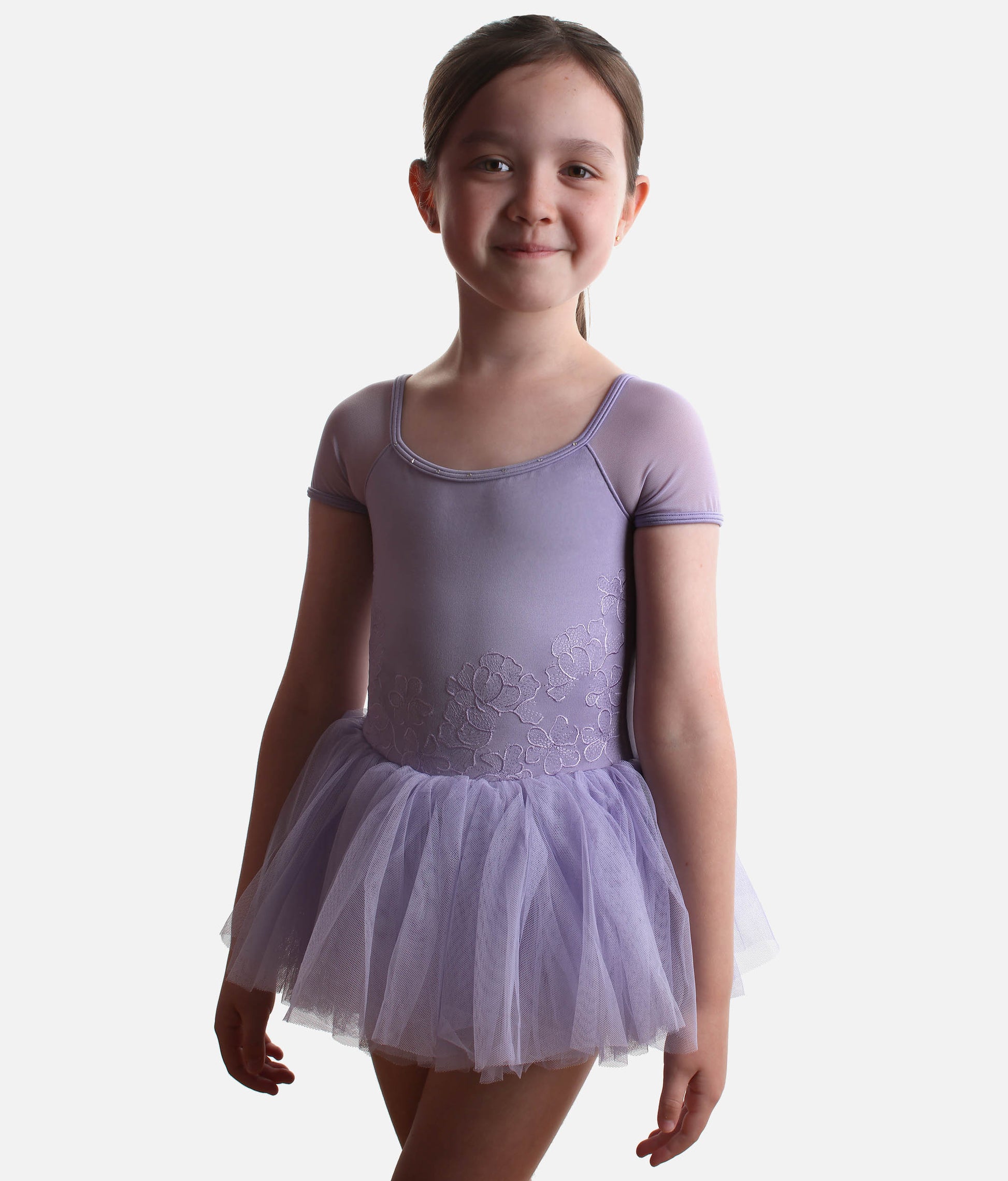 Girls Lucy Cap Sleeve Tutu Dress with Floral Embroidery - CL20002