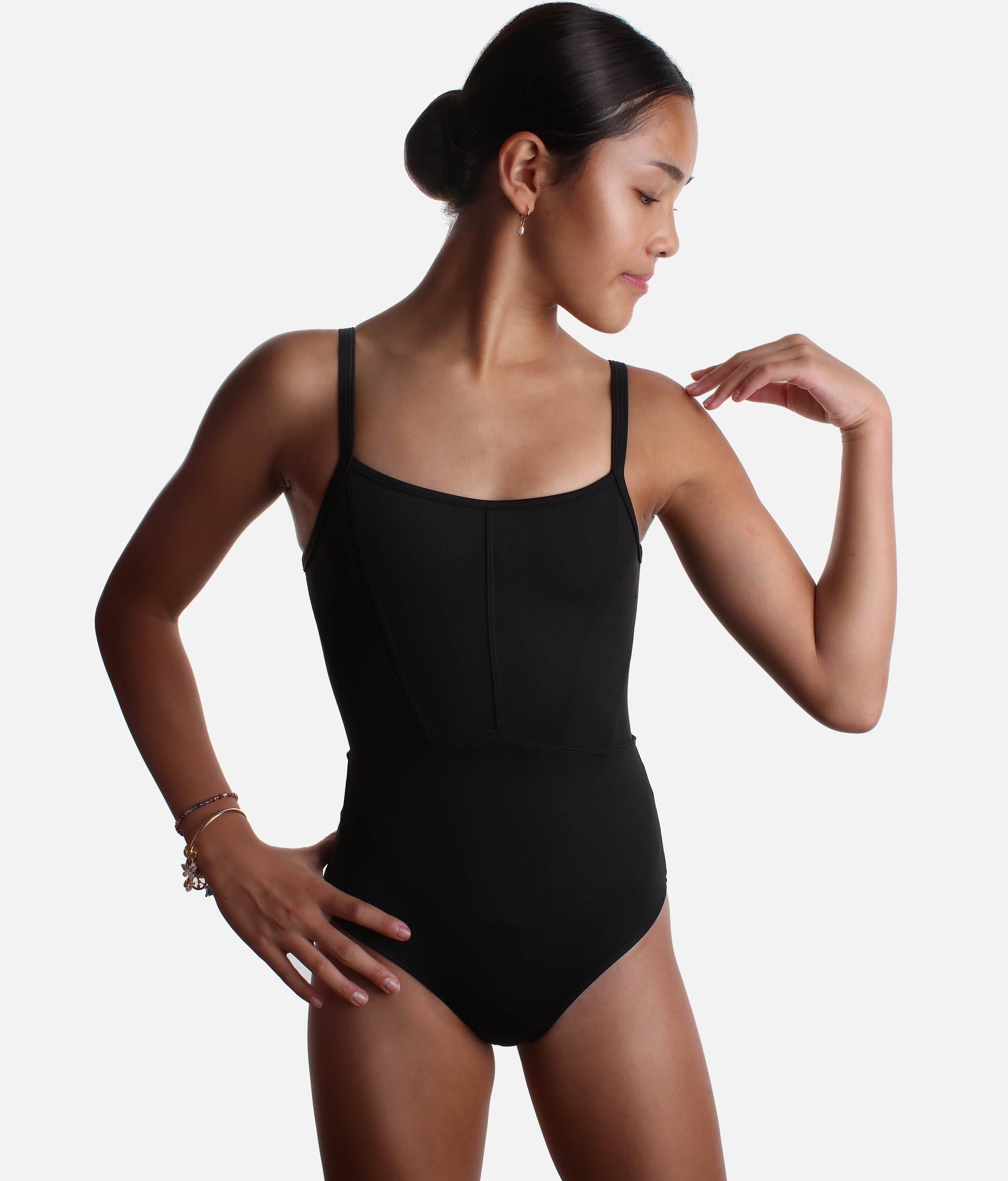 Girls KIK Camisole Ballet Leotard with Corset Front & Mesh Floral Detail - CL70005