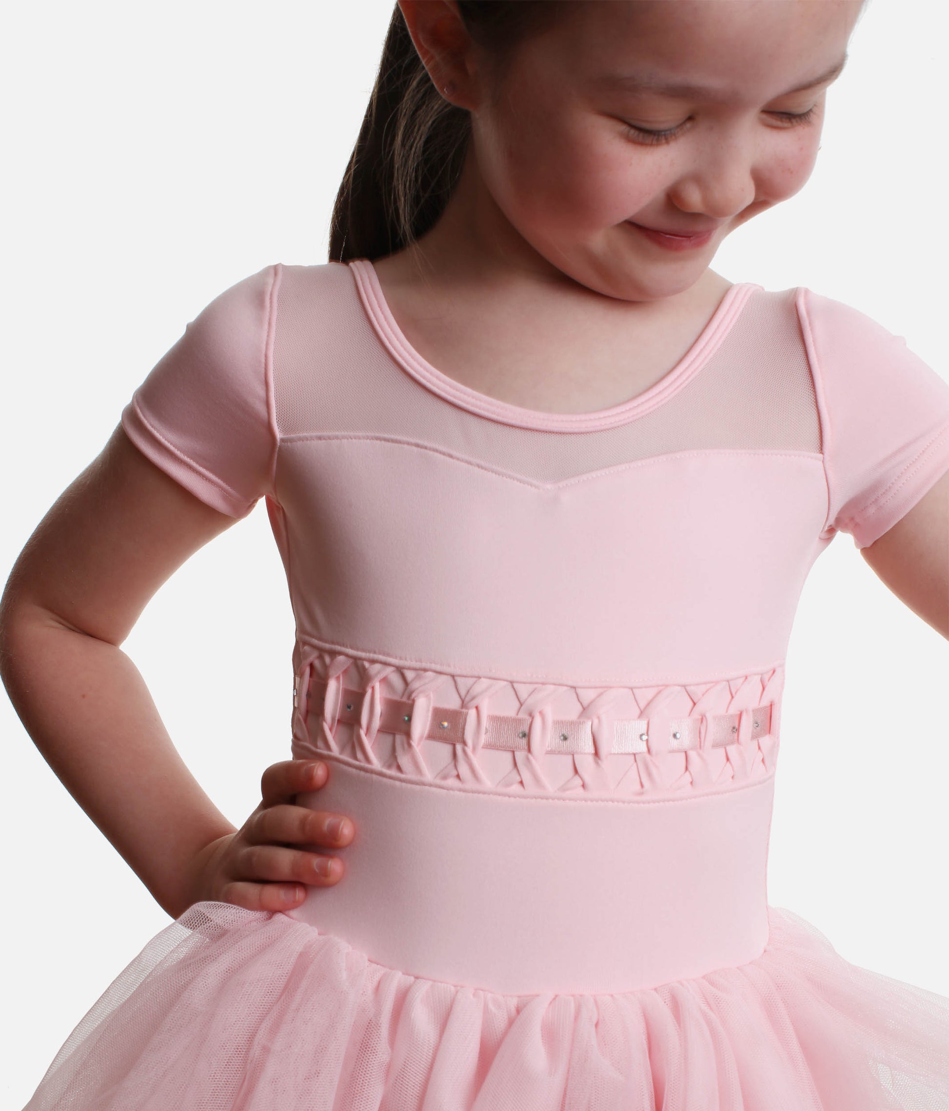 Girls Cap Sleeve Tutu Dress, Twist Detail - CL9262