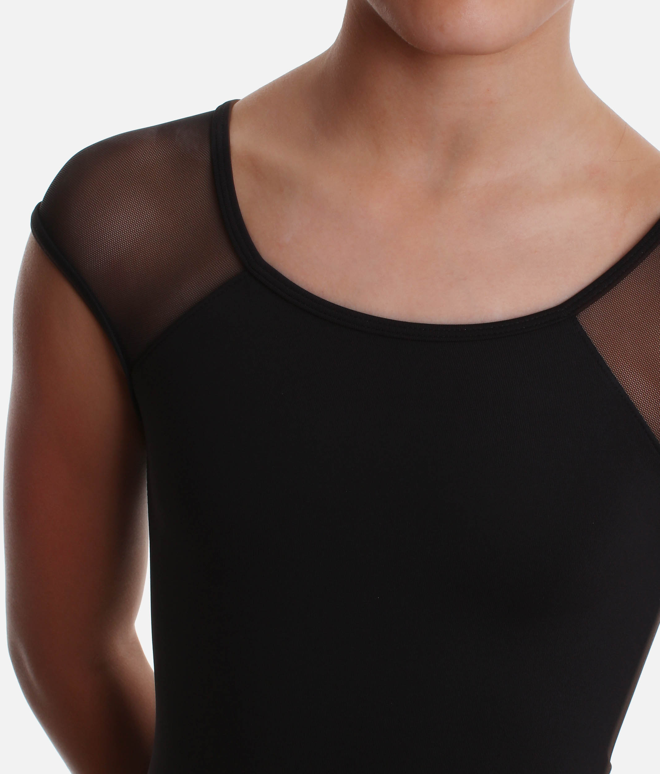 Girls Mesh Back Leotard, Twist Detail & Cap Sleeves - CL928