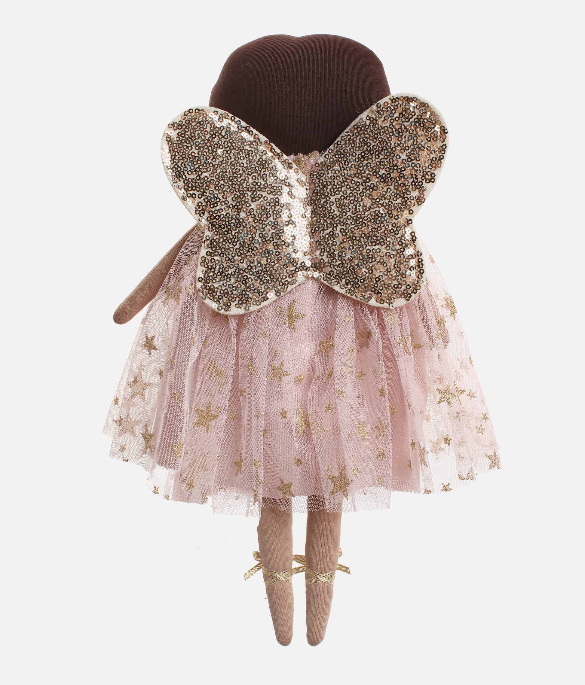 Handmade Rag Doll, Blush & Gold Star Dress with Sequin Wings - DELPHINE FAIRY
