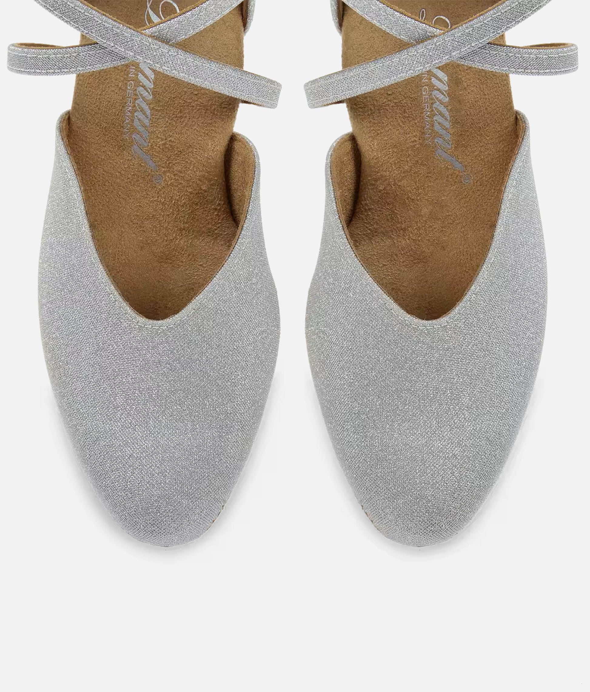 Beginner-Friendly Low Heel Dance Shoes, Silver Sparkle - 002X