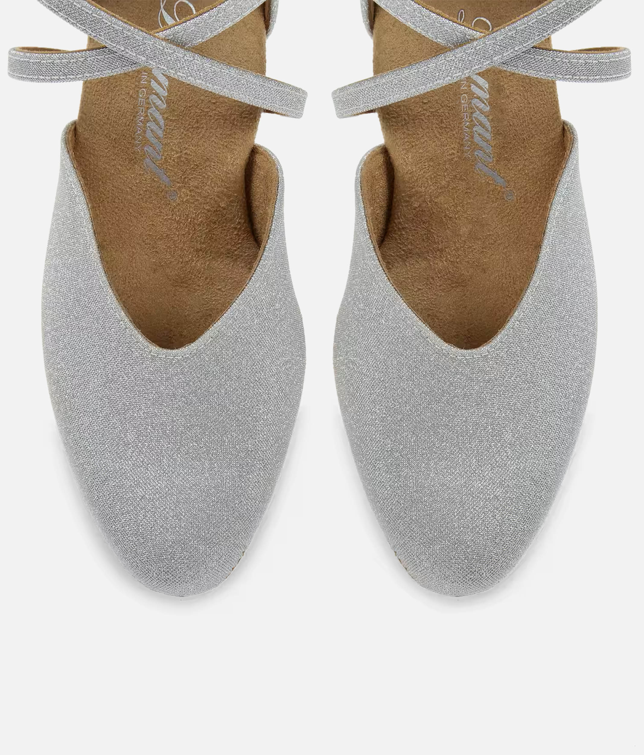 Beginner-Friendly Low Heel Dance Shoes, Silver Sparkle - 002X
