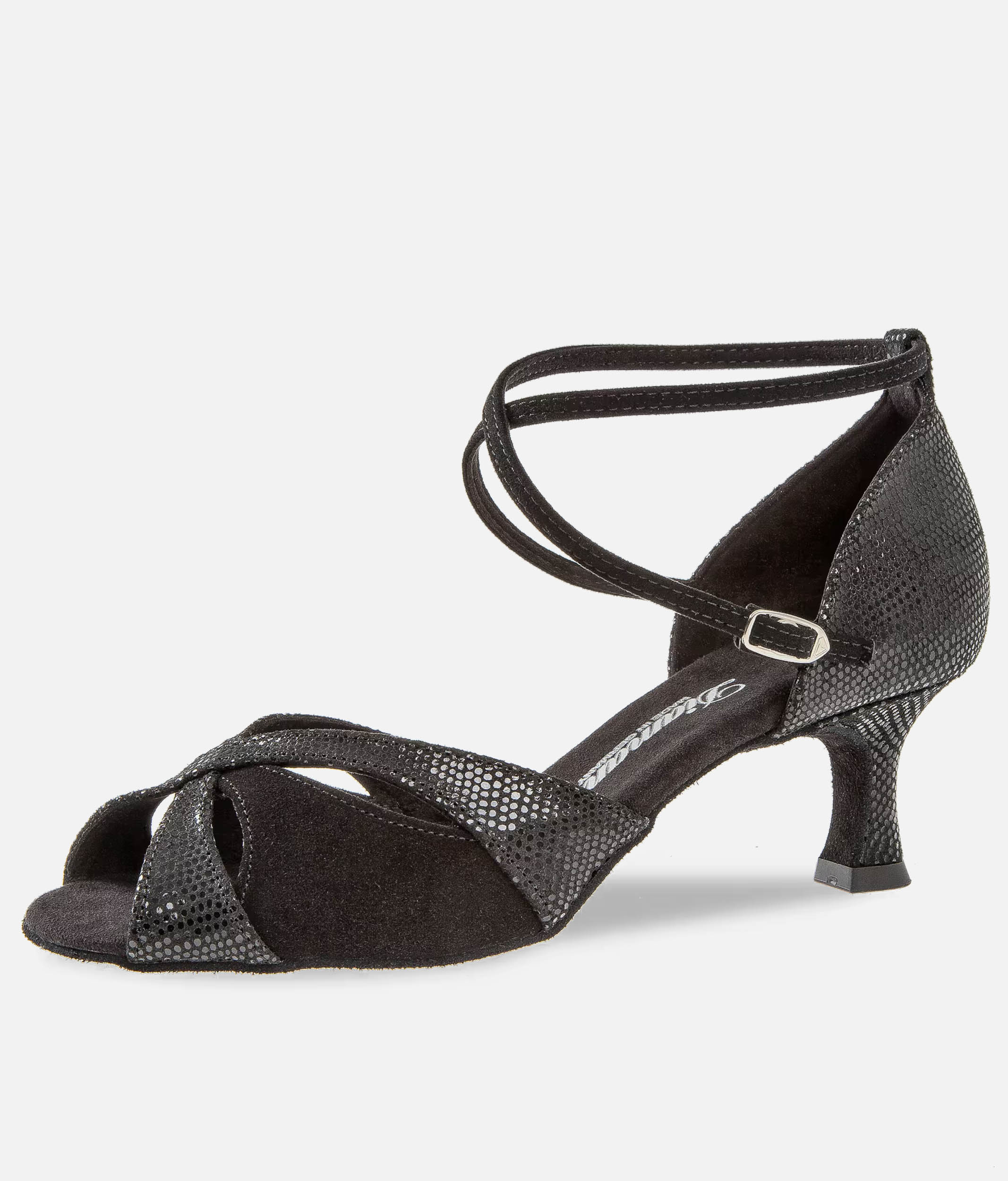Flared Heel Dance Sandals, Luxurious Black Python Design - 084X