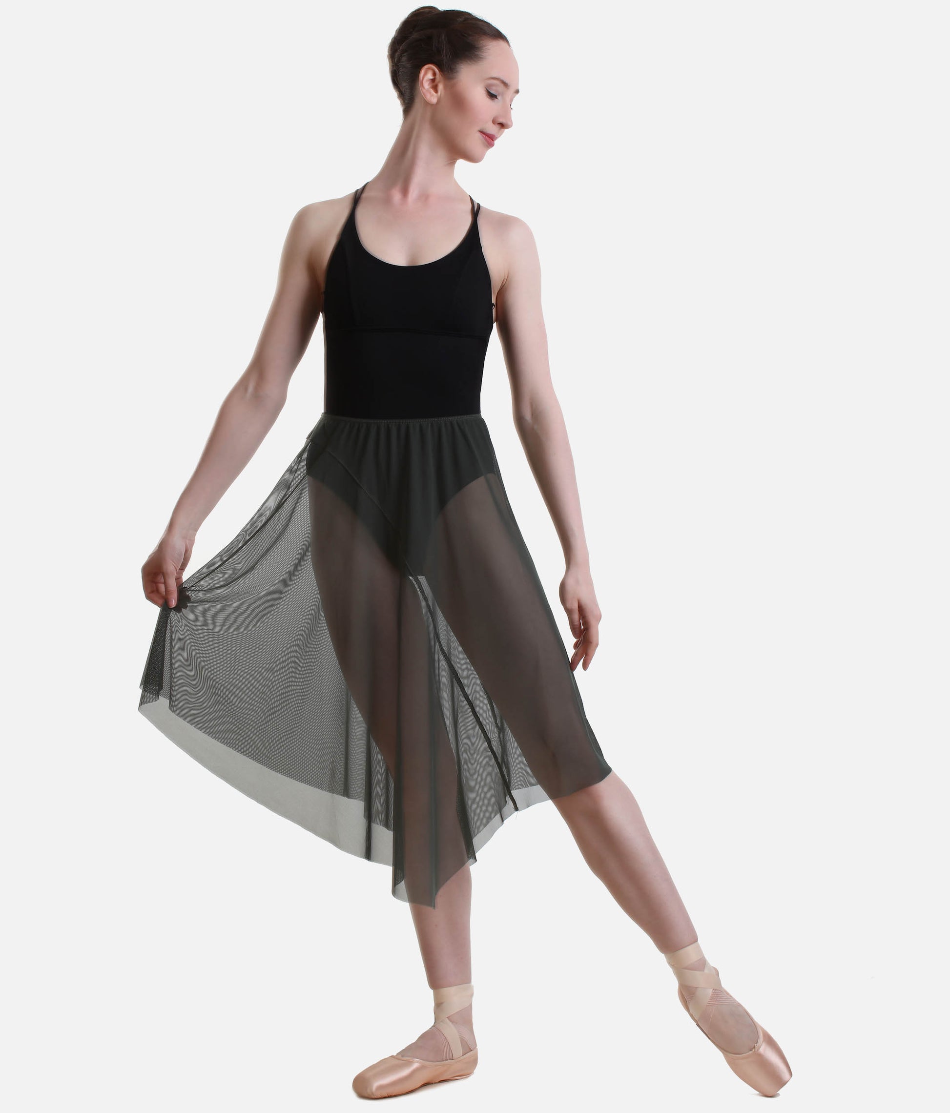 Asymmetrical Long Skirt, Elegant Mesh Skirt for Ballet & Contemporary - FABIA