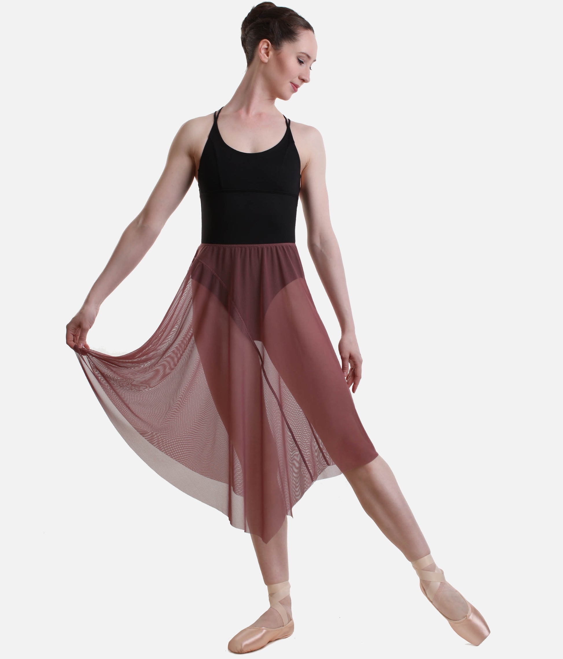 Asymmetrical Long Skirt, Elegant Mesh Skirt for Ballet & Contemporary - FABIA