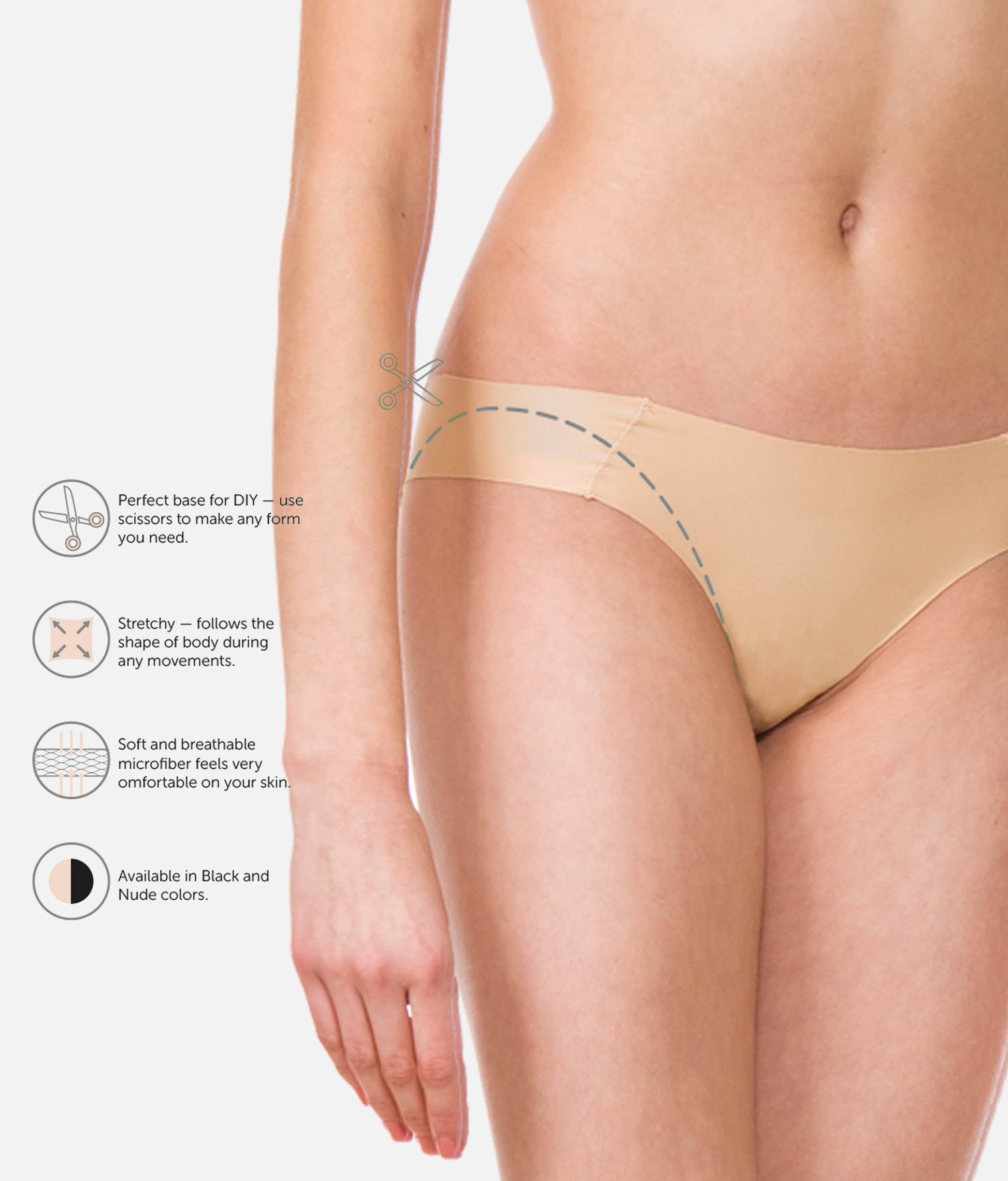 Cut-to-Fit Premium Dance Briefs, Invisible Underwear for Dancers - 3015M