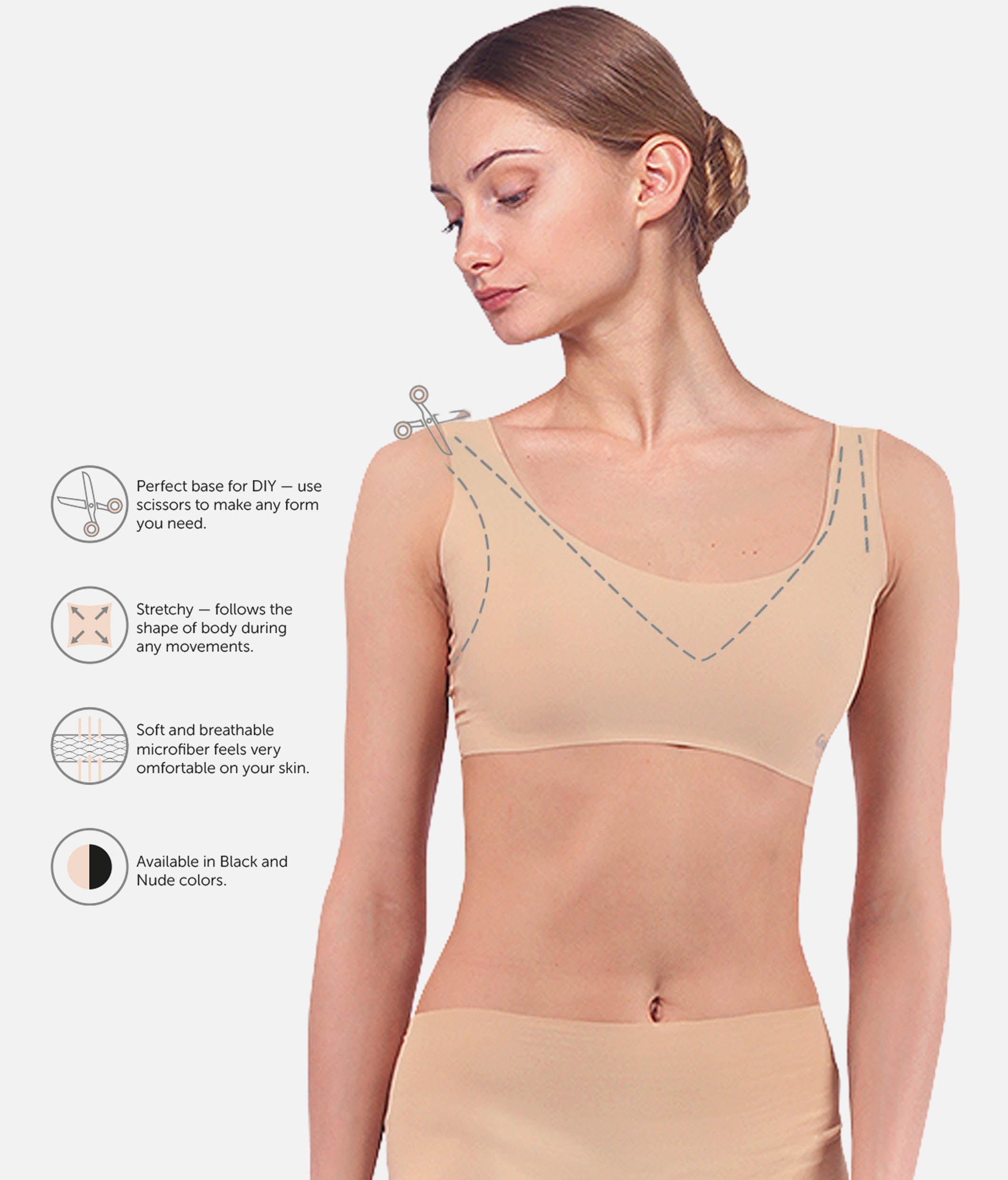 Premium Crop Top, Seamless Dance Underwear - 306PR