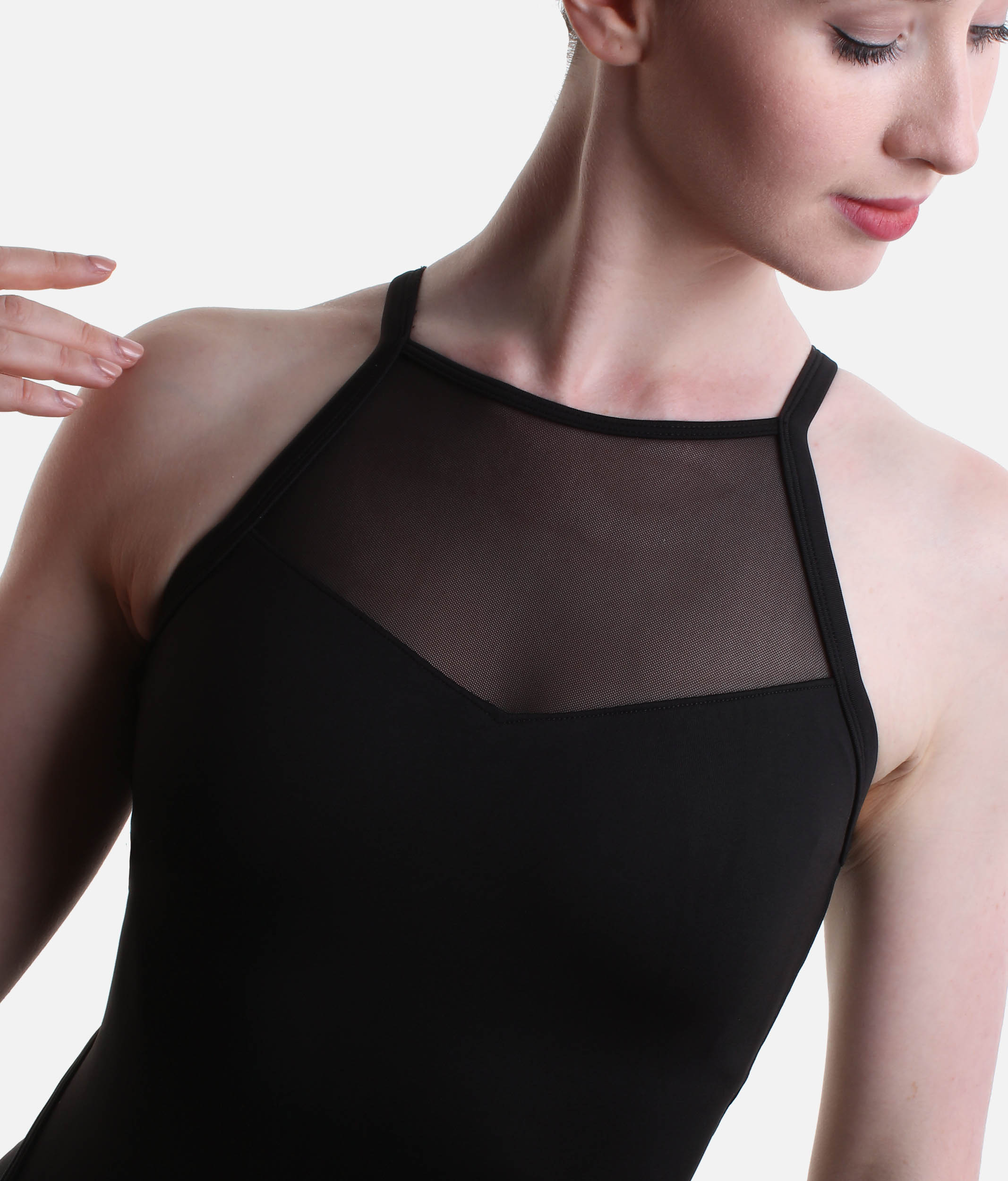 Iris Floral Halterneck Dance Leotard, Embroidered Mesh Back - L40002