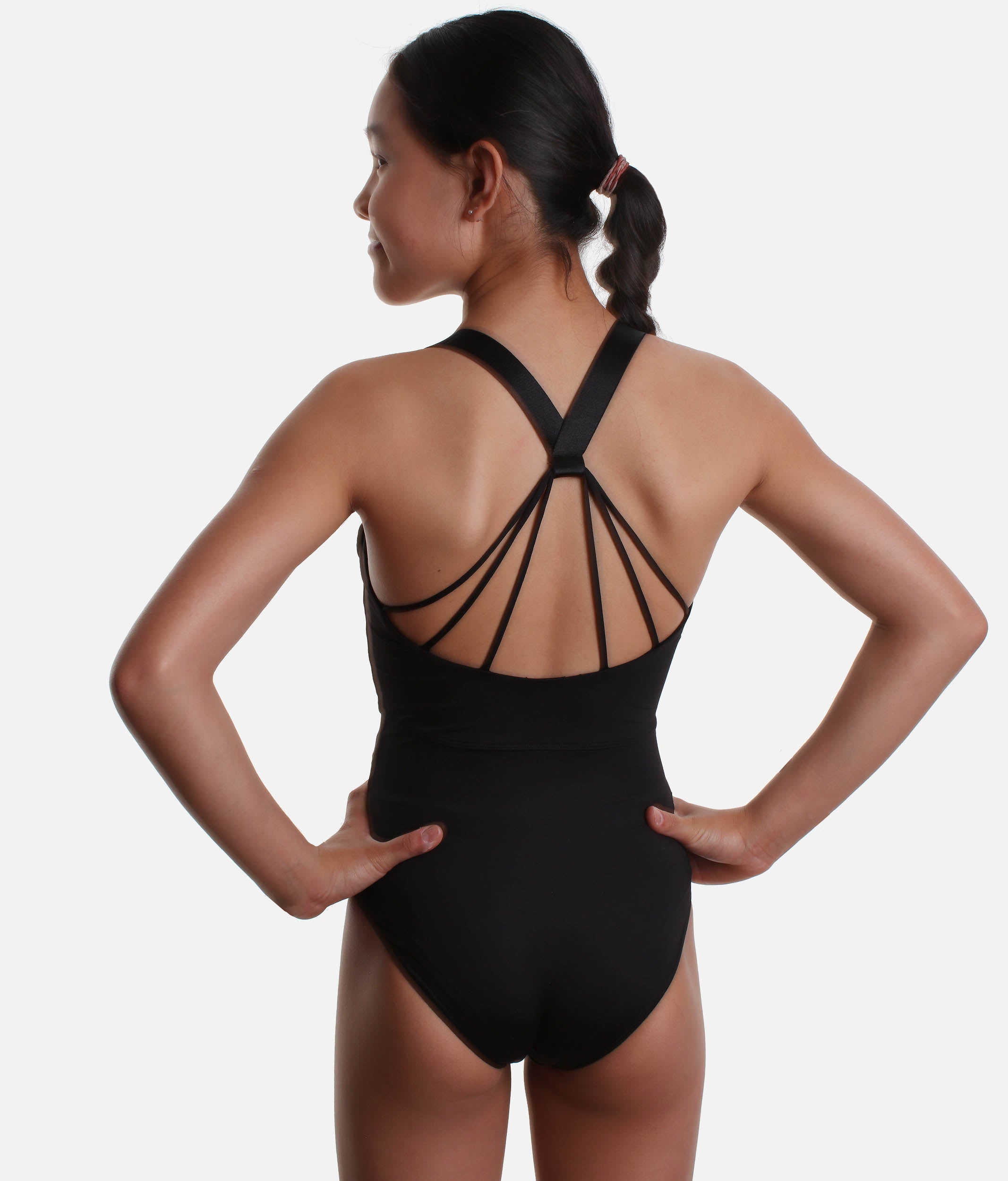 Girls Cross Back Leotard, Shimmer Strap Ballet Style - M1251C