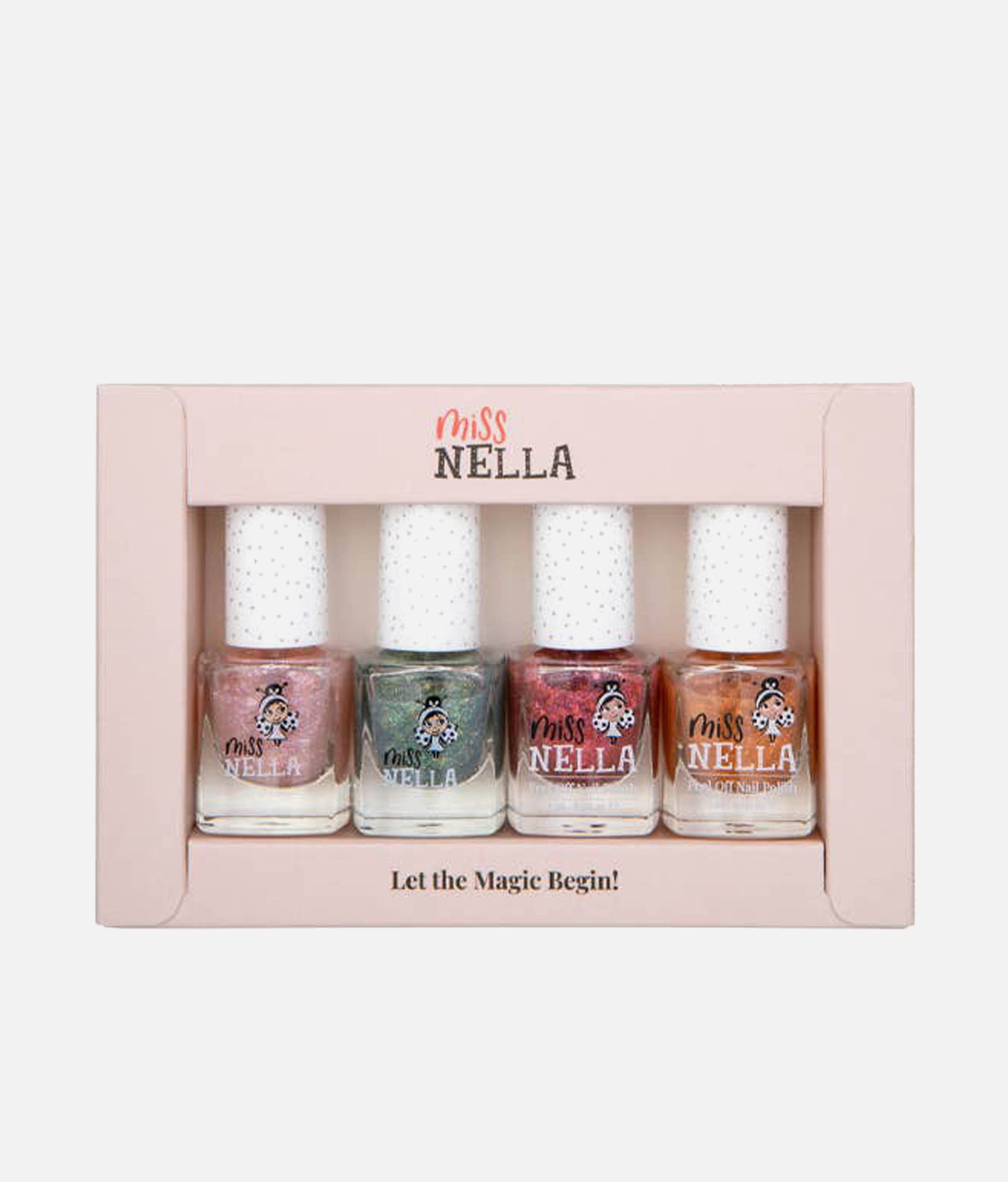 Magic Nail Polish Set with 4 Peel-Off Water-Based Colours