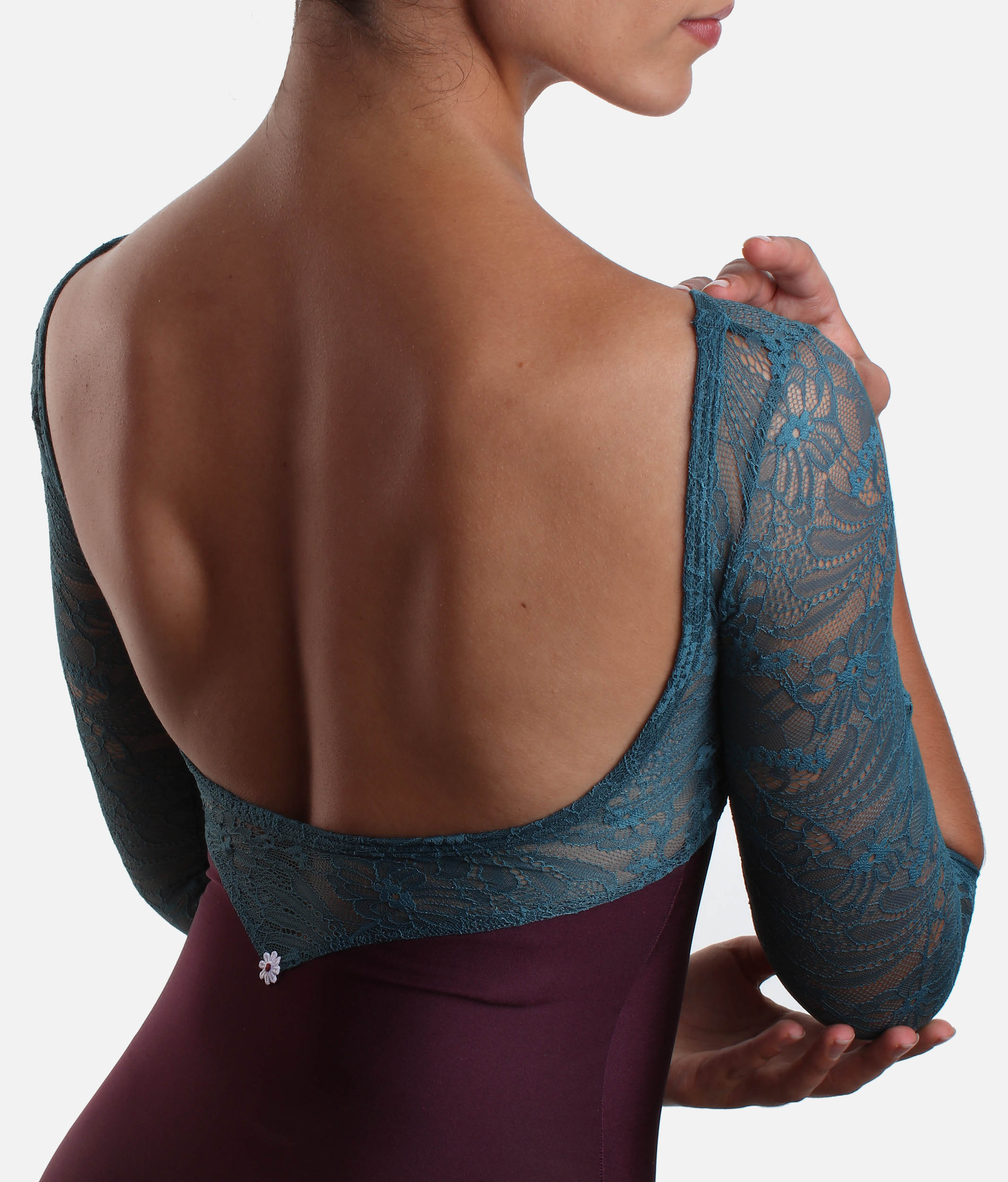 Premium Ballet Leotard, Long Lace Sleeves & Open Back Design - MAIA DI TURANDOT