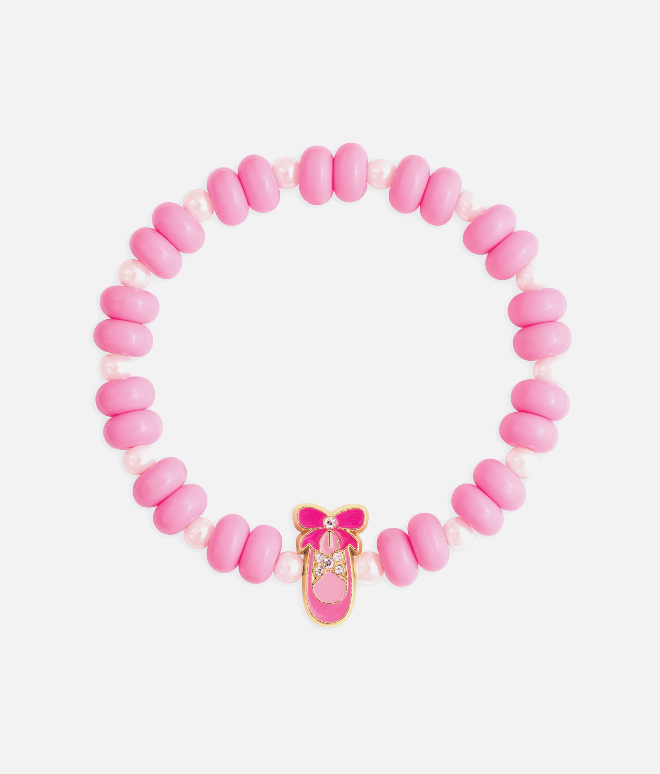 Pink Bead Bracelet with Ballet Charm Perfect for Kids Dance World
