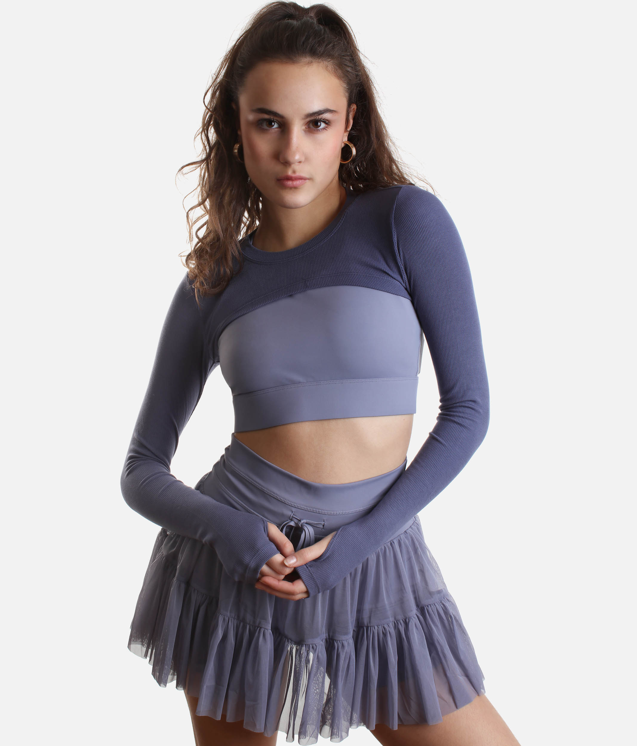 RELEVE RIBBED SHRUG - Ultra-Cropped Dance Essential with Thumbholes