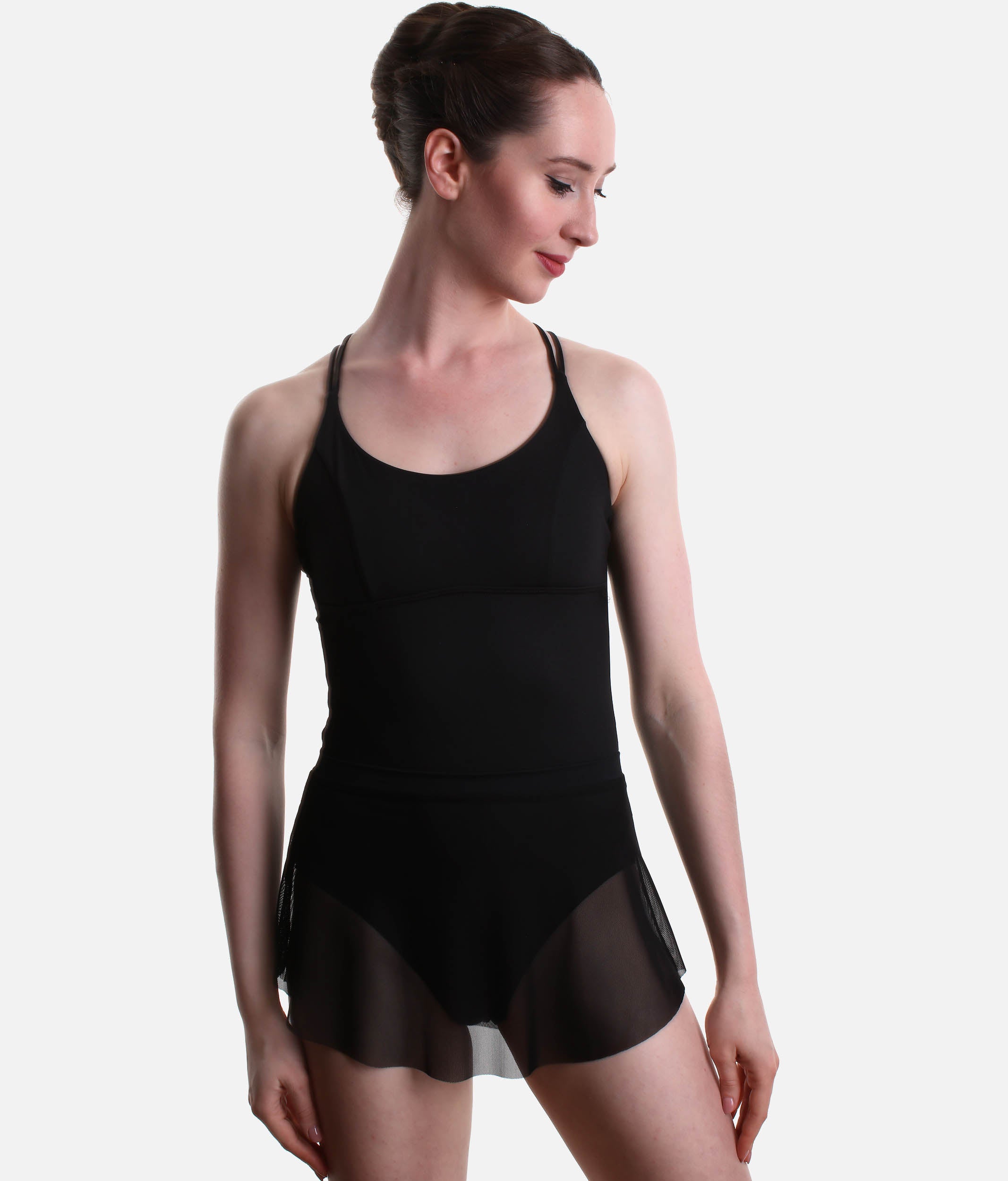 Pull-On Ballet Skirt, High-Low Hem, Stretch Mesh - SKYLAR