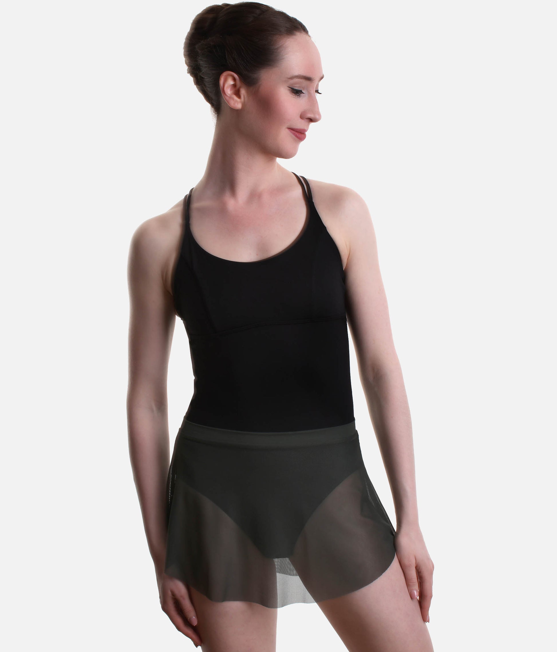 Pull-On Ballet Skirt, High-Low Hem, Stretch Mesh - SKYLAR
