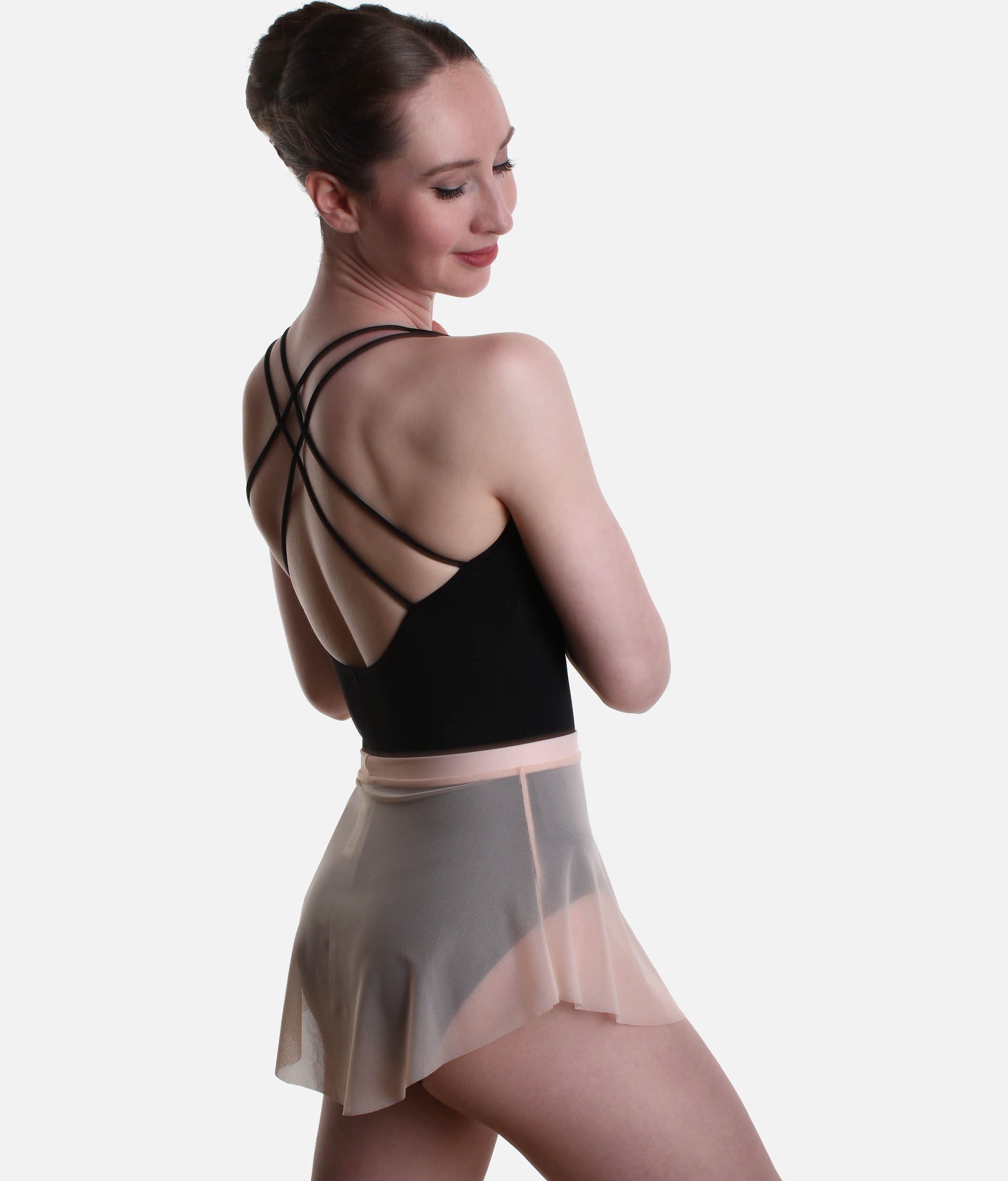 Pull-On Ballet Skirt, High-Low Hem, Stretch Mesh - SKYLAR