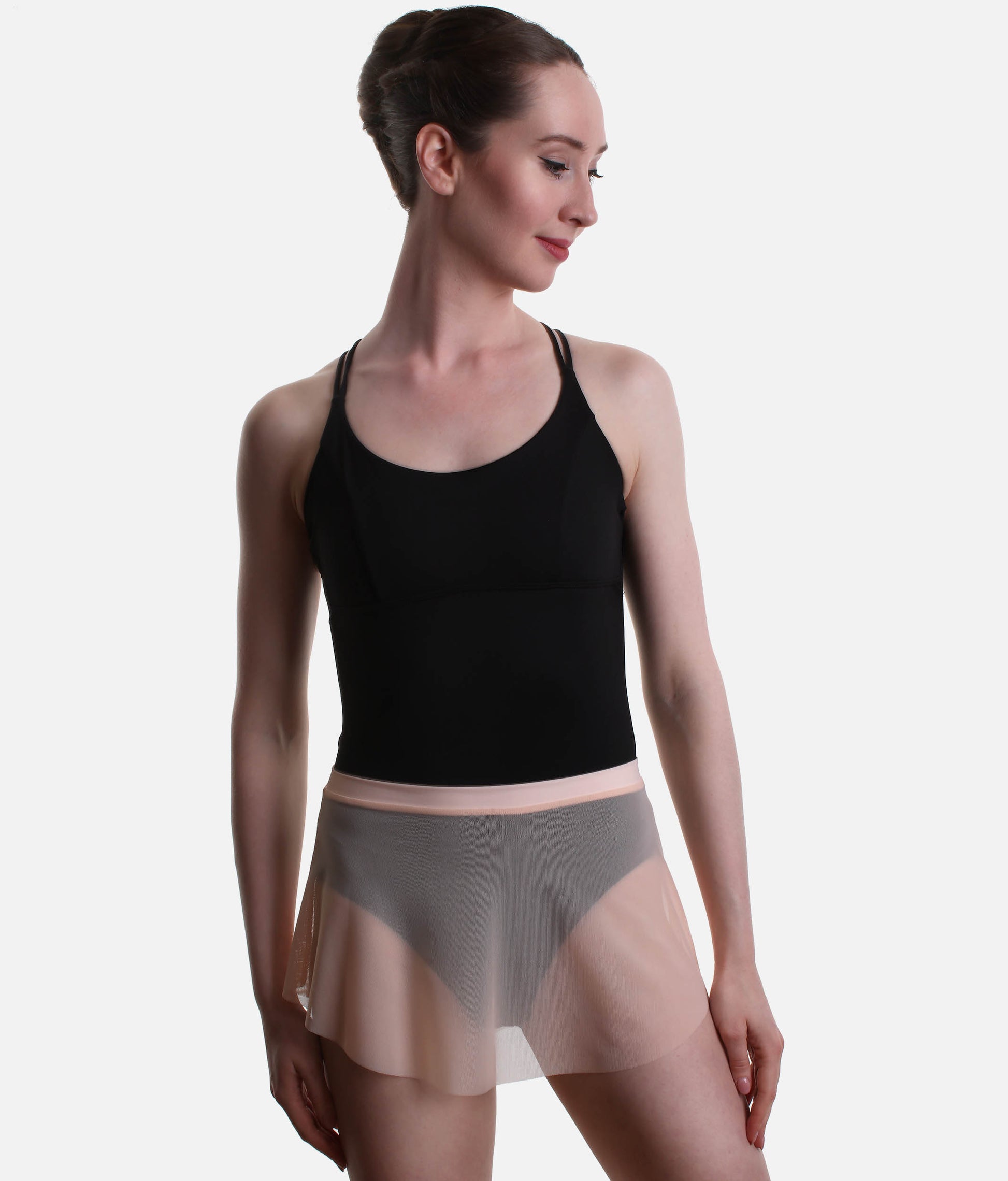 Pull-On Ballet Skirt, High-Low Hem, Stretch Mesh - SKYLAR