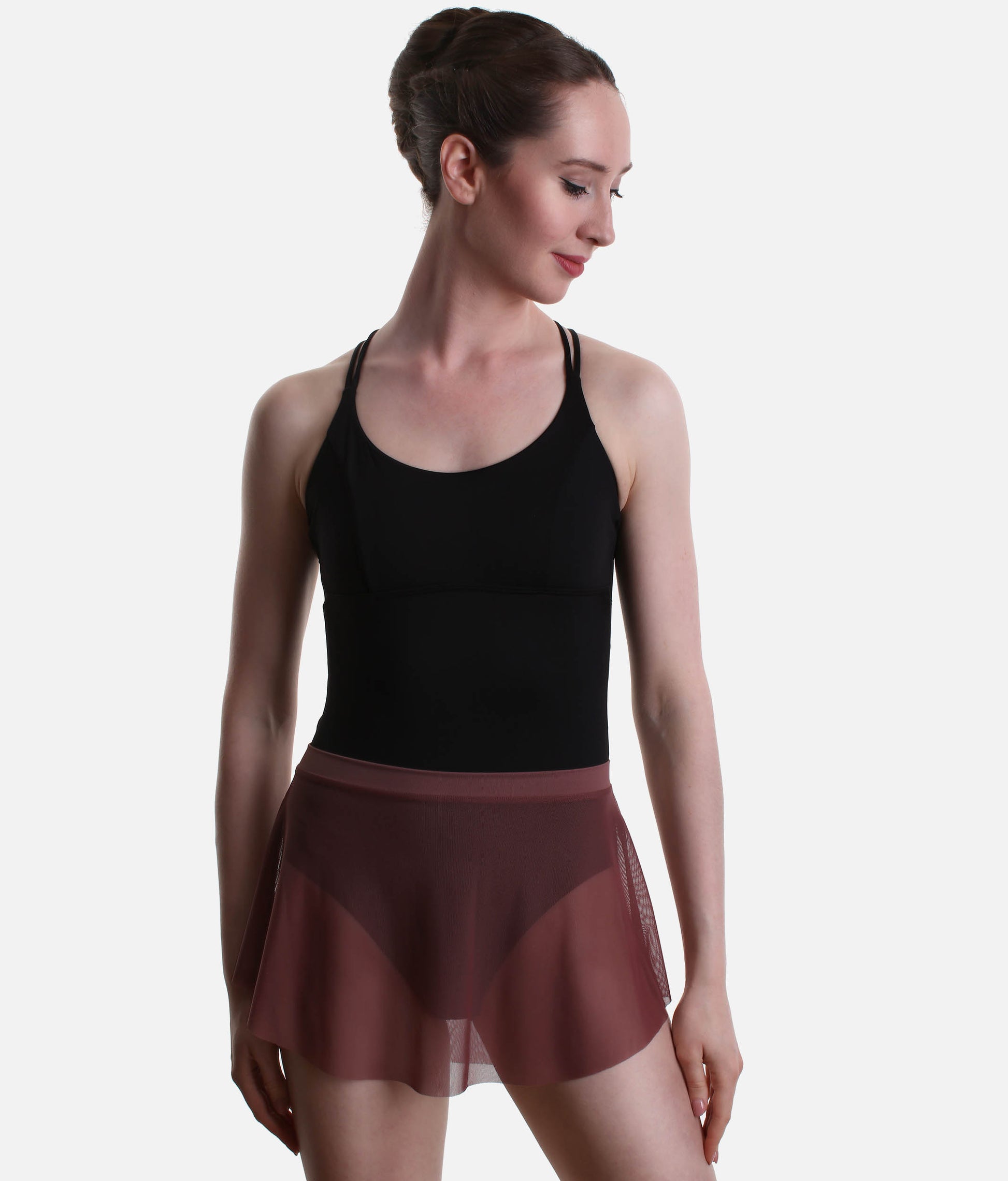 Pull-On Ballet Skirt, High-Low Hem, Stretch Mesh - SKYLAR