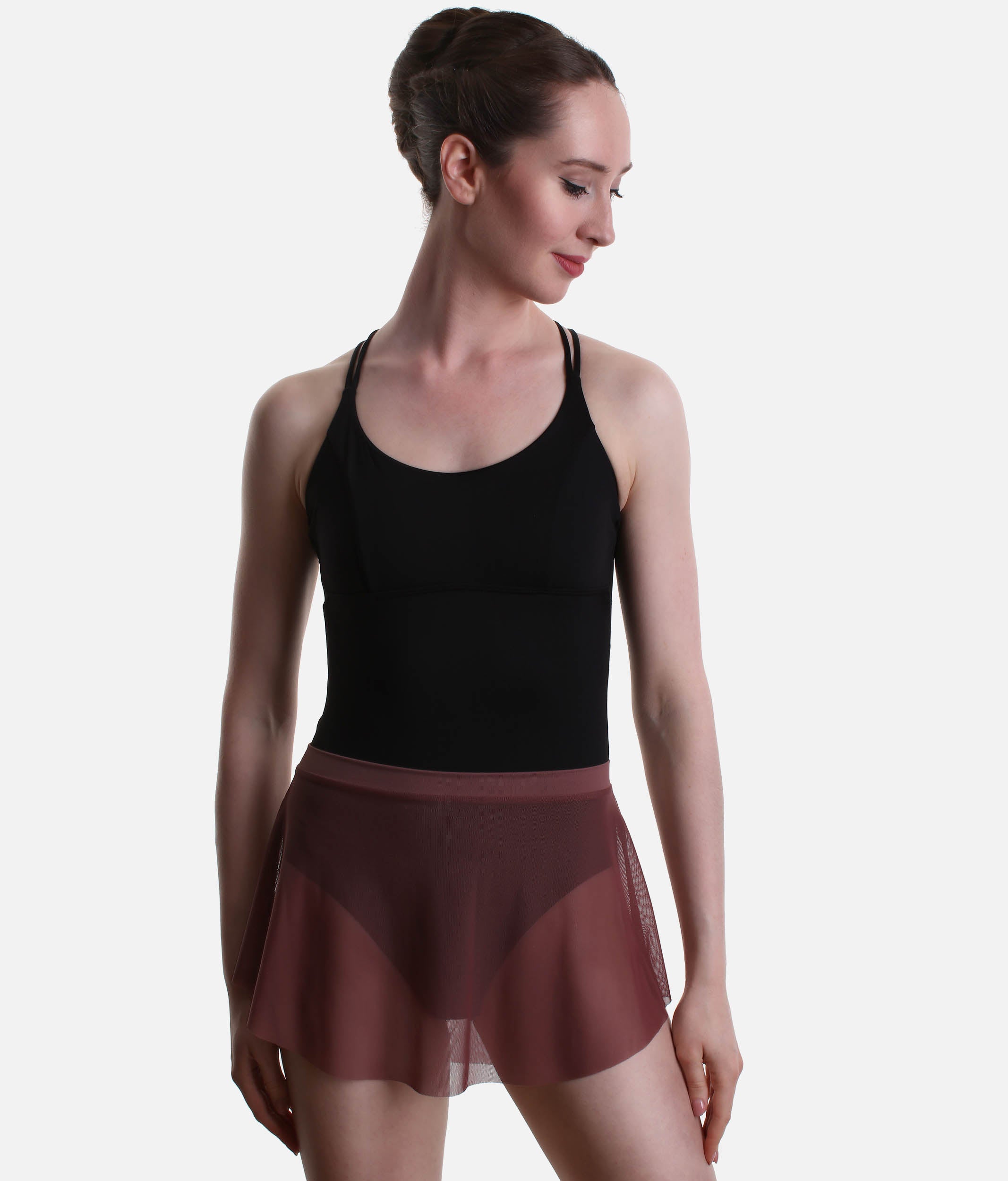 Pull-On Ballet Skirt, High-Low Hem, Stretch Mesh - SKYLAR