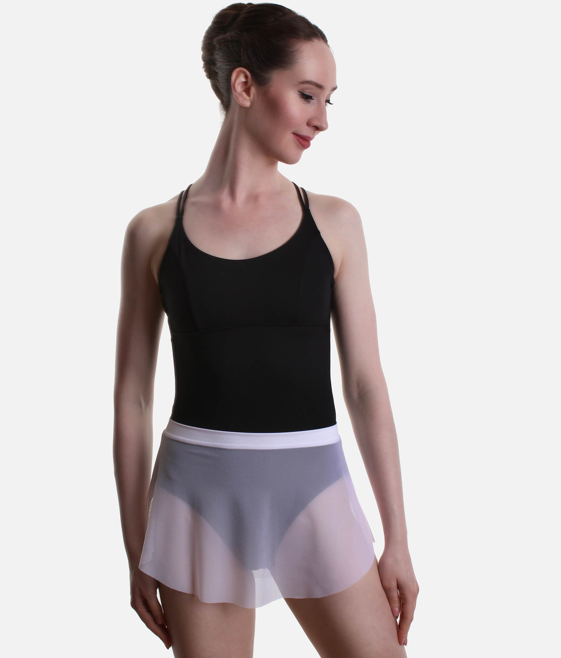 Pull-On Ballet Skirt, High-Low Hem, Stretch Mesh - SKYLAR
