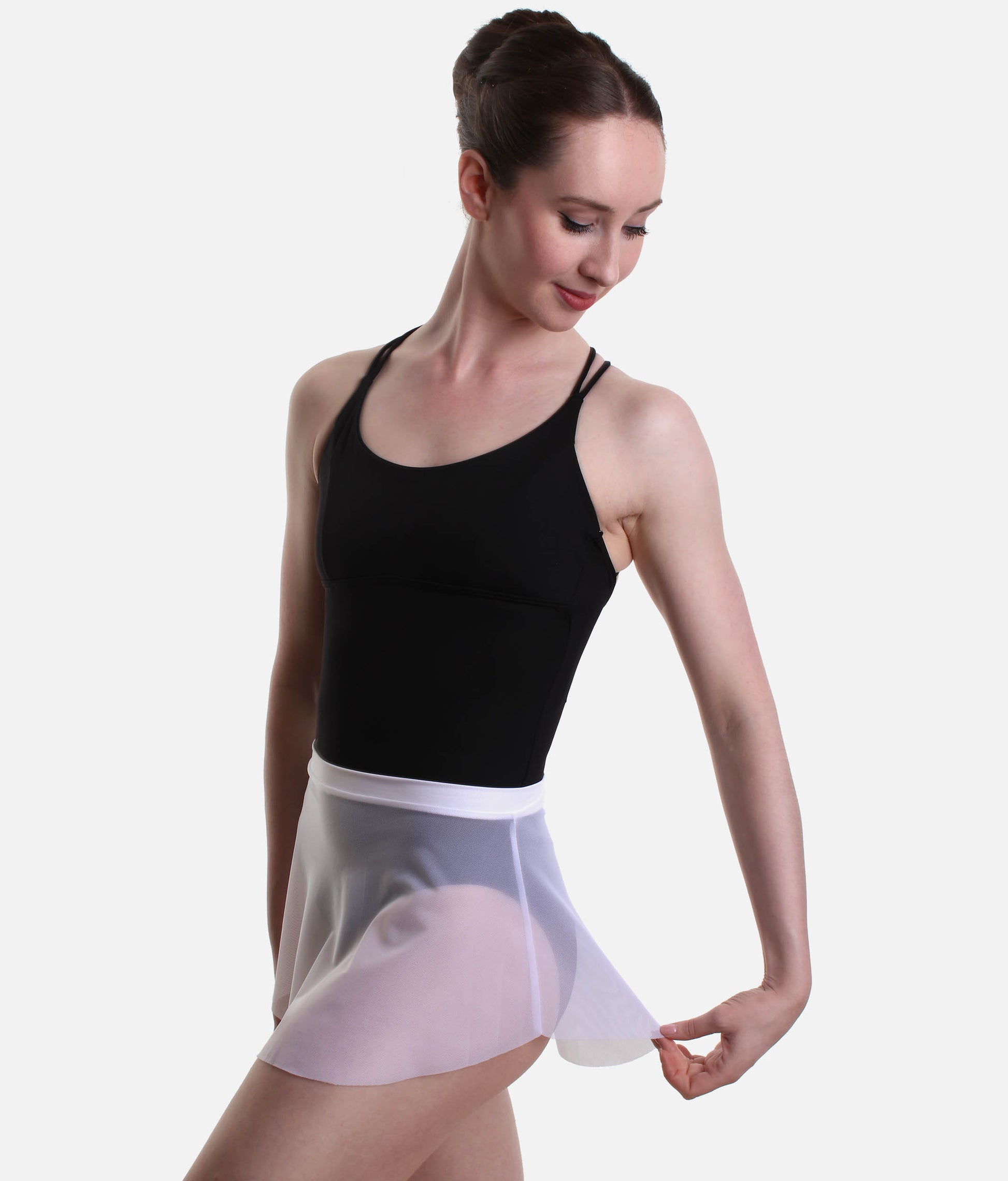 Pull-On Ballet Skirt, High-Low Hem, Stretch Mesh - SKYLAR