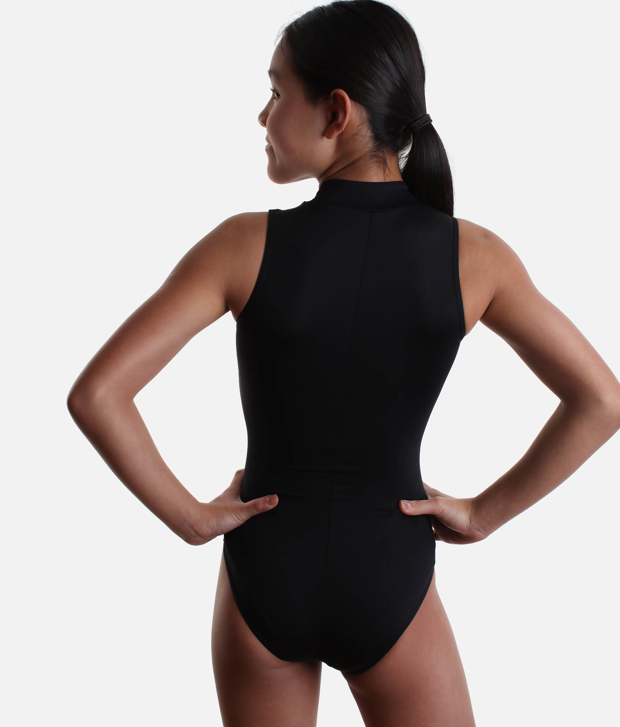 Girls High Neck Halter Leotard with Front Zipper - SL172