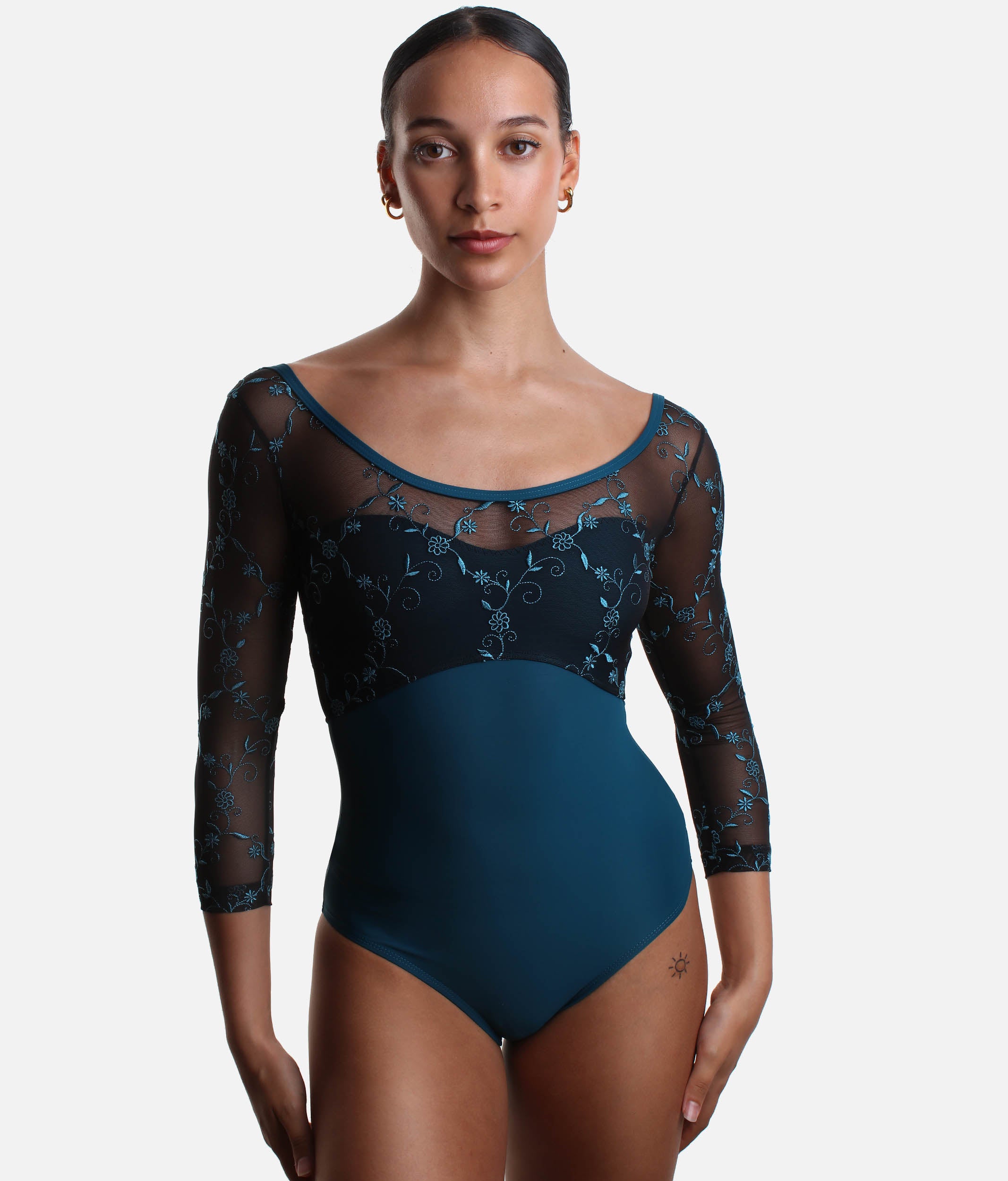 Rounded Neckline Dance Leotard with Contrasting Trim - TERSICORE DI ZENITH
