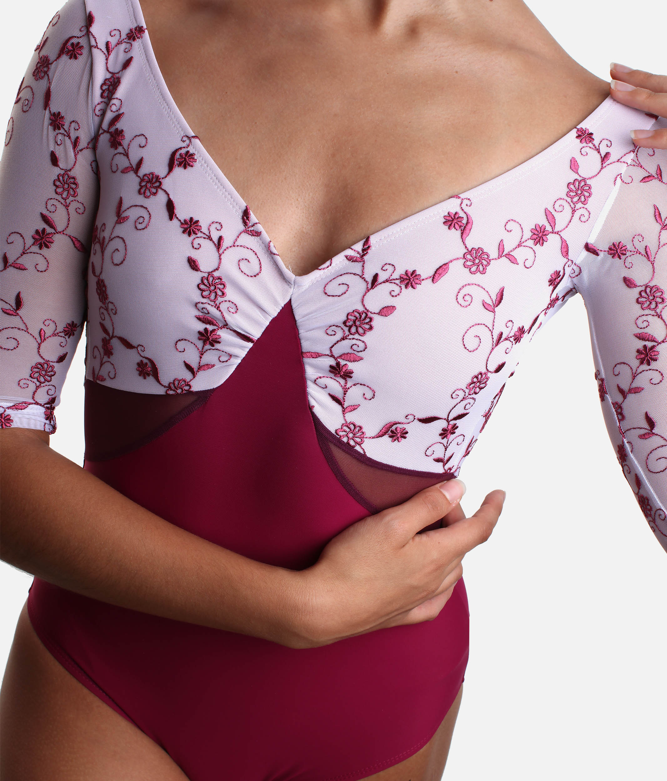 Romantic V-shaped Neckline Dance Leotard, Delicate & Unique - VESTA DI SNOB