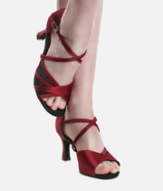Satin Ballroom & Latin Dance Shoes for Women with Elegant Mesh Design - BL162