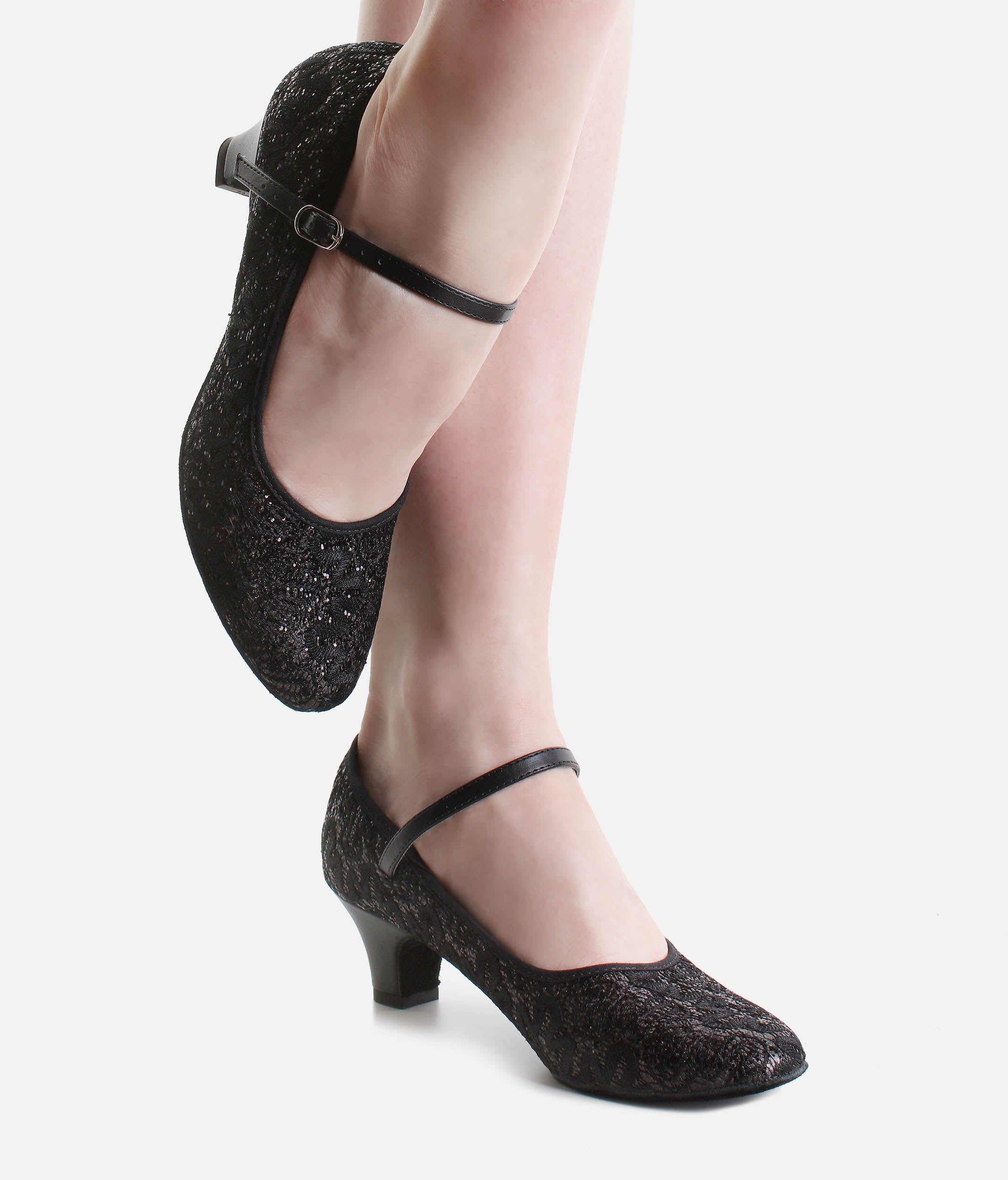 Sparkle Ballroom Dance Shoes with Low Heel & Buckle Strap - BL502