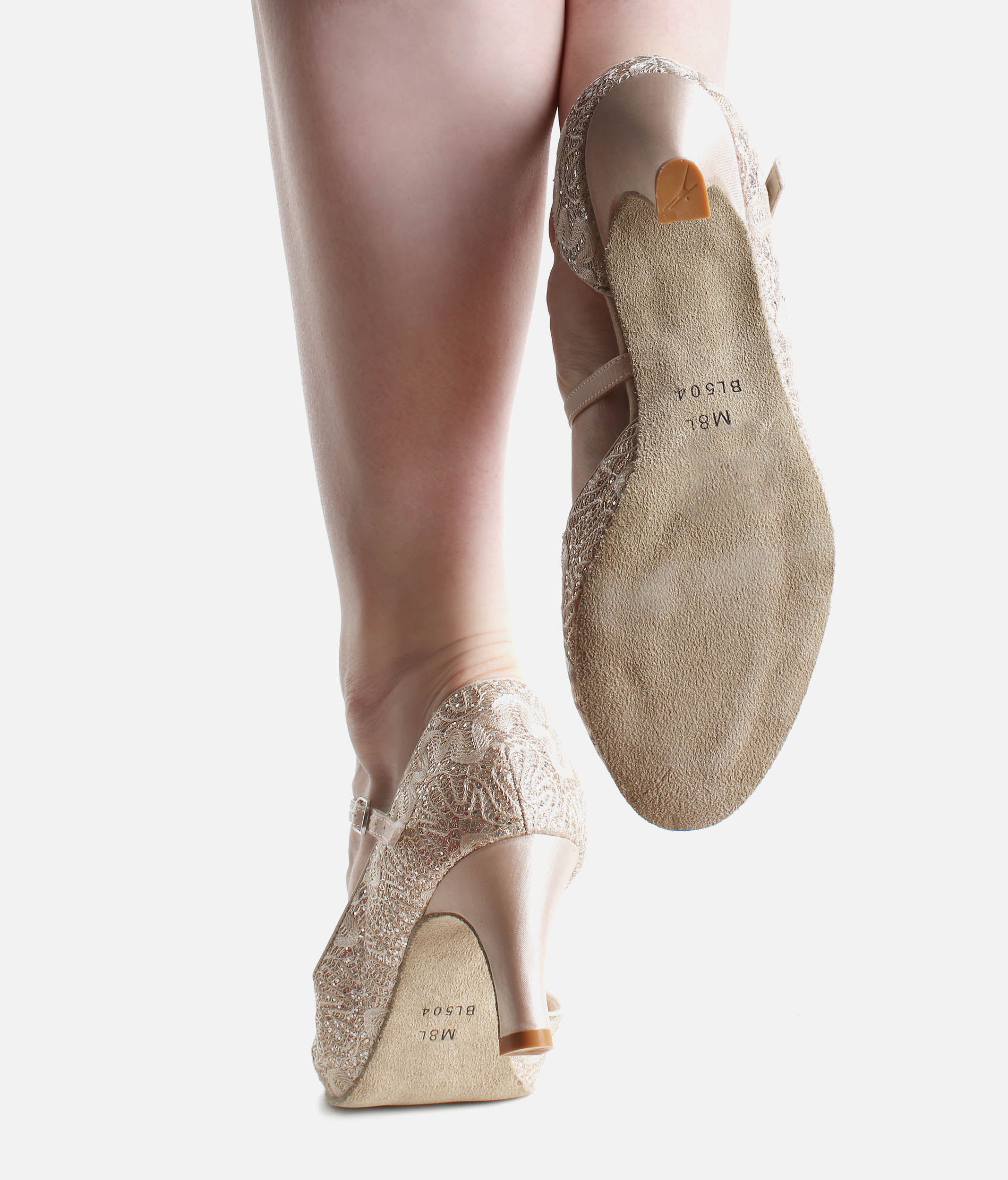 BL504 - Womens Ballroom Practice Shoes with Criss-Cross Straps & Suede Sole