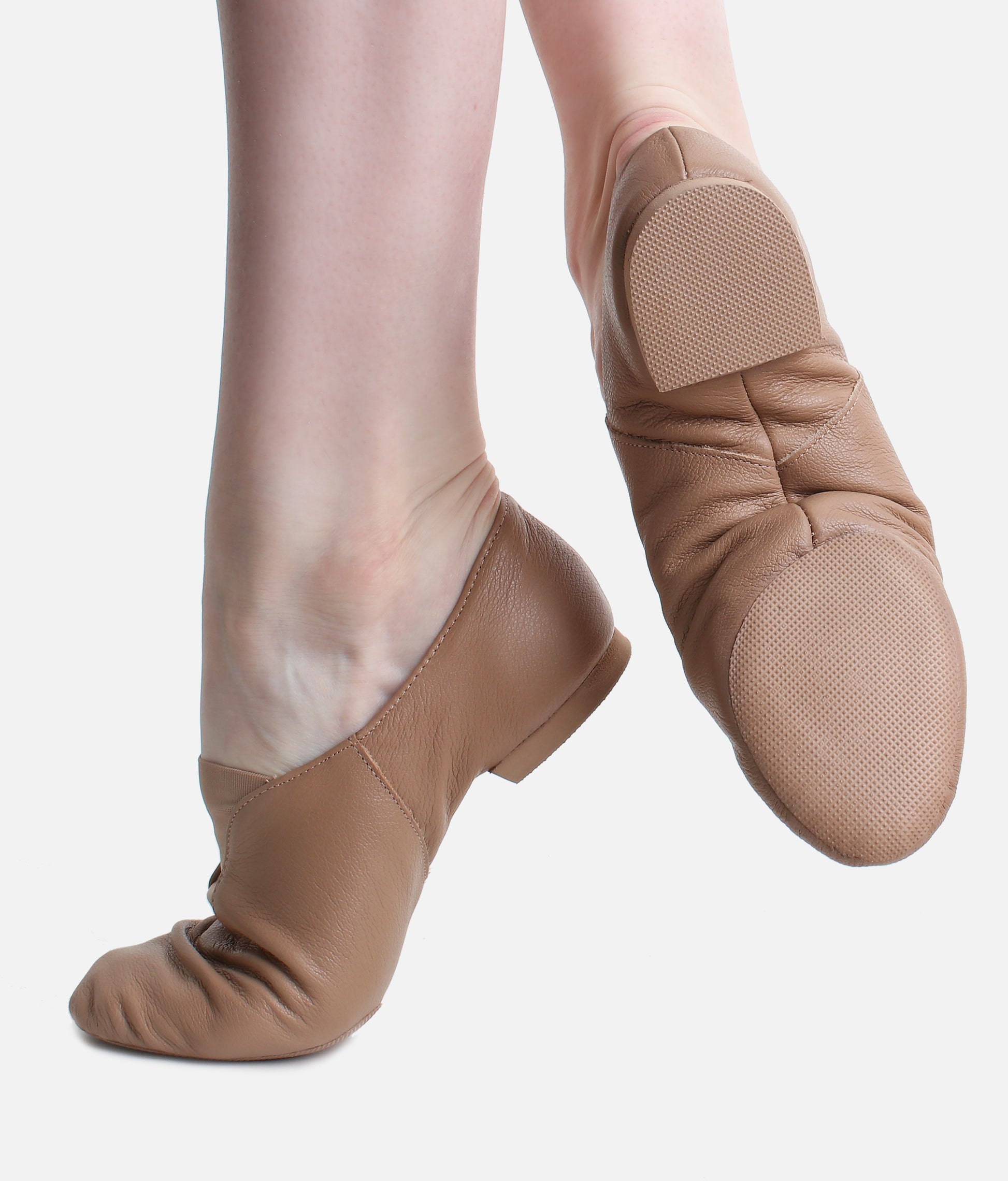 Leather Split Sole Jazz Shoes, Low Profile Slip-On Dance Shoes - JZ77