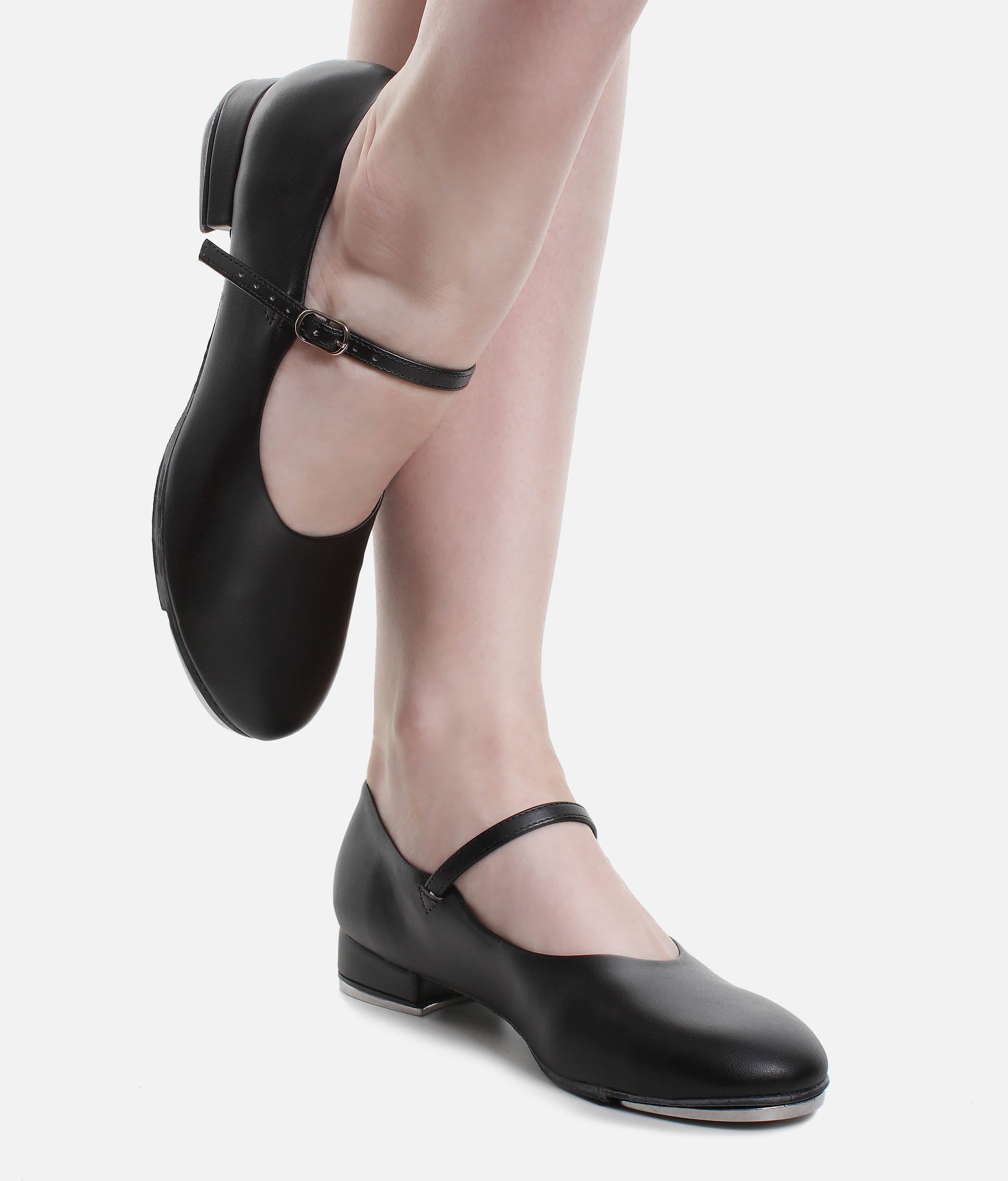 TBeginner Tap Shoes with Buckle, Vegan Leather, Cushioned Insole, Full Rubber Sole - TA07
