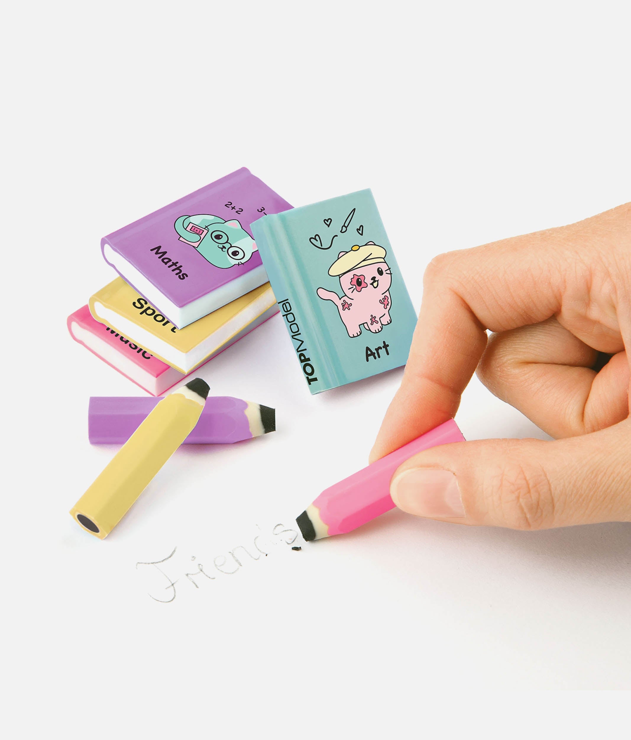 Eraser Set - Mini School Books & Pencils - 0011947