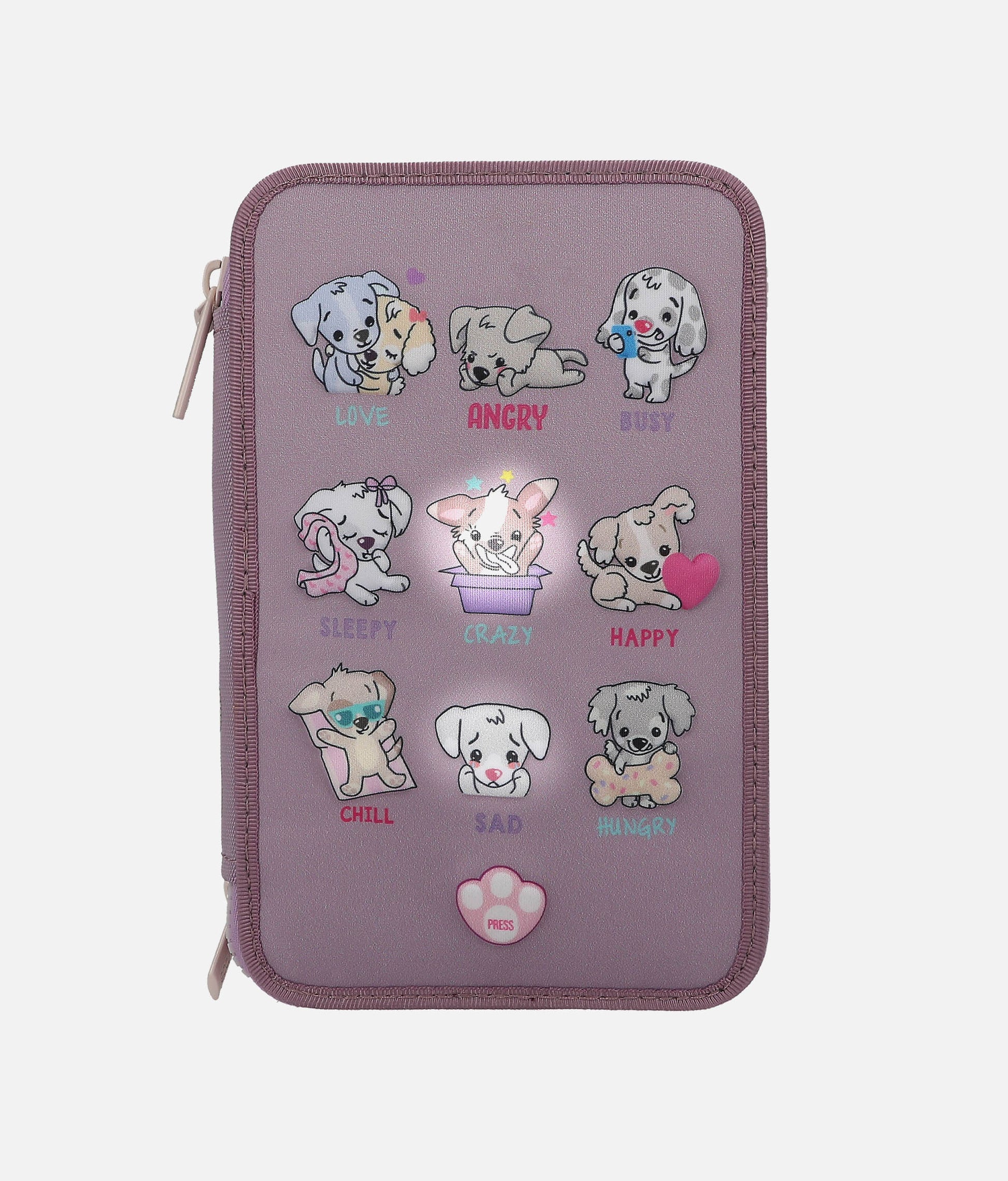 TOPModel Triple Pencil Case, LED Dogs Mood Barometer - 0012843