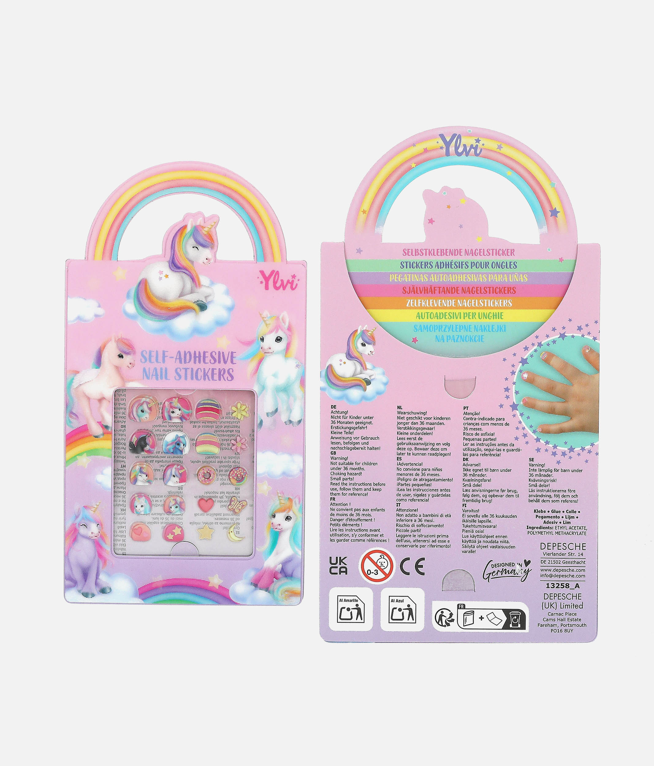 Ylvi Unicorn Fingernail Stickers, Sparkle, Stick & Shine - 0013258