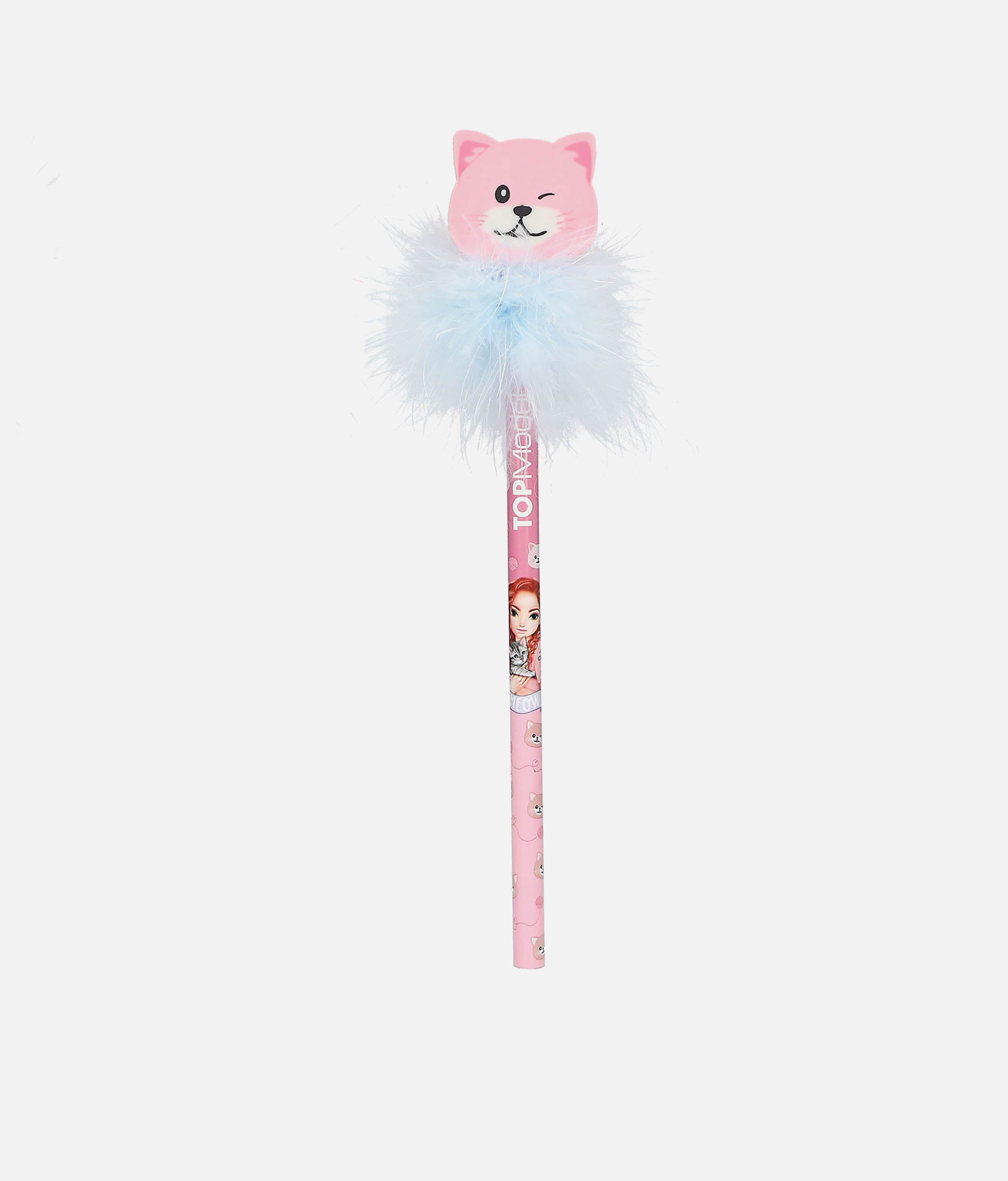 TOPModel Pencil With Eraser, Cute Cat Topper & Fluffy Feathers - 0013391