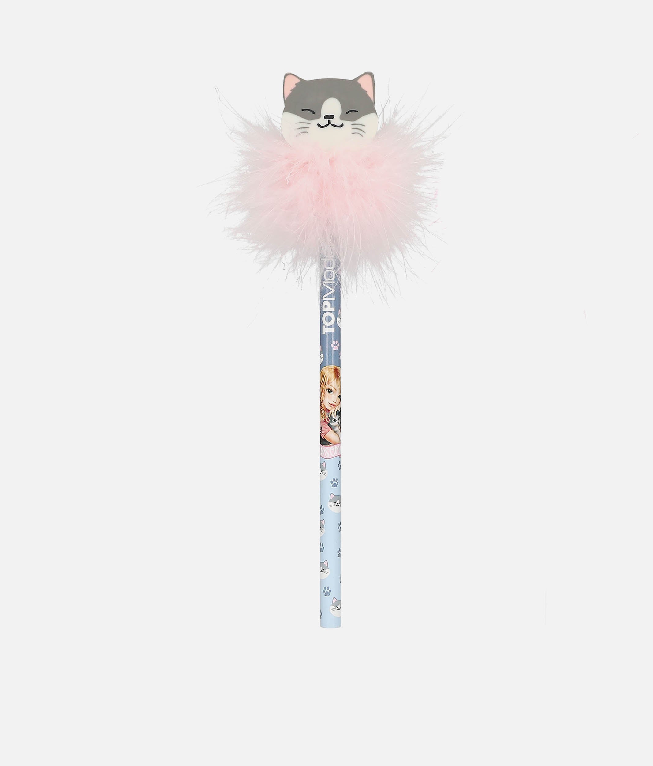 TOPModel Pencil With Eraser, Cute Cat Topper & Fluffy Feathers - 0013391