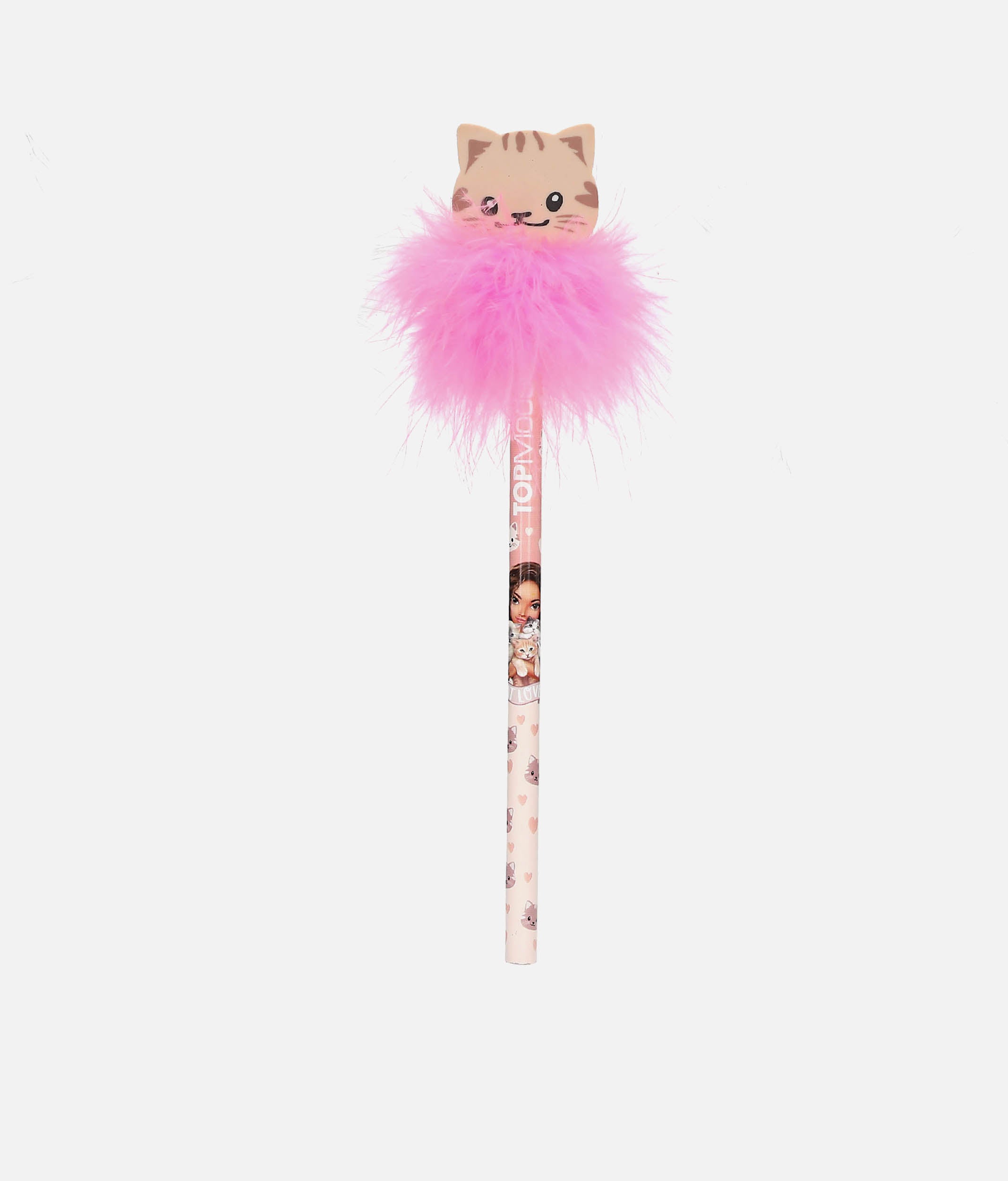 TOPModel Pencil With Eraser, Cute Cat Topper & Fluffy Feathers - 0013391