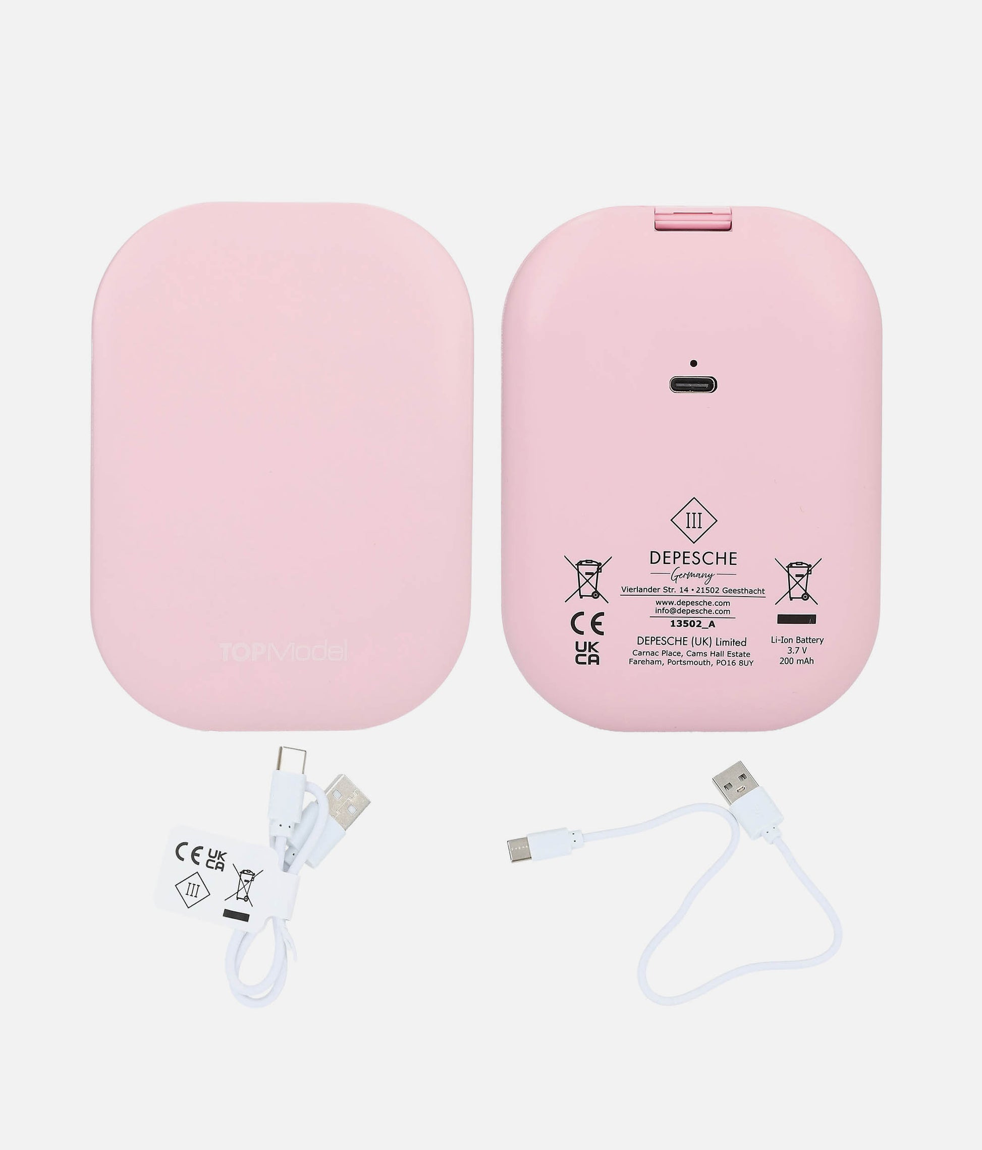 TOPModel Foldable Pocket Mirror with LED Light & Touch Control - 0013502