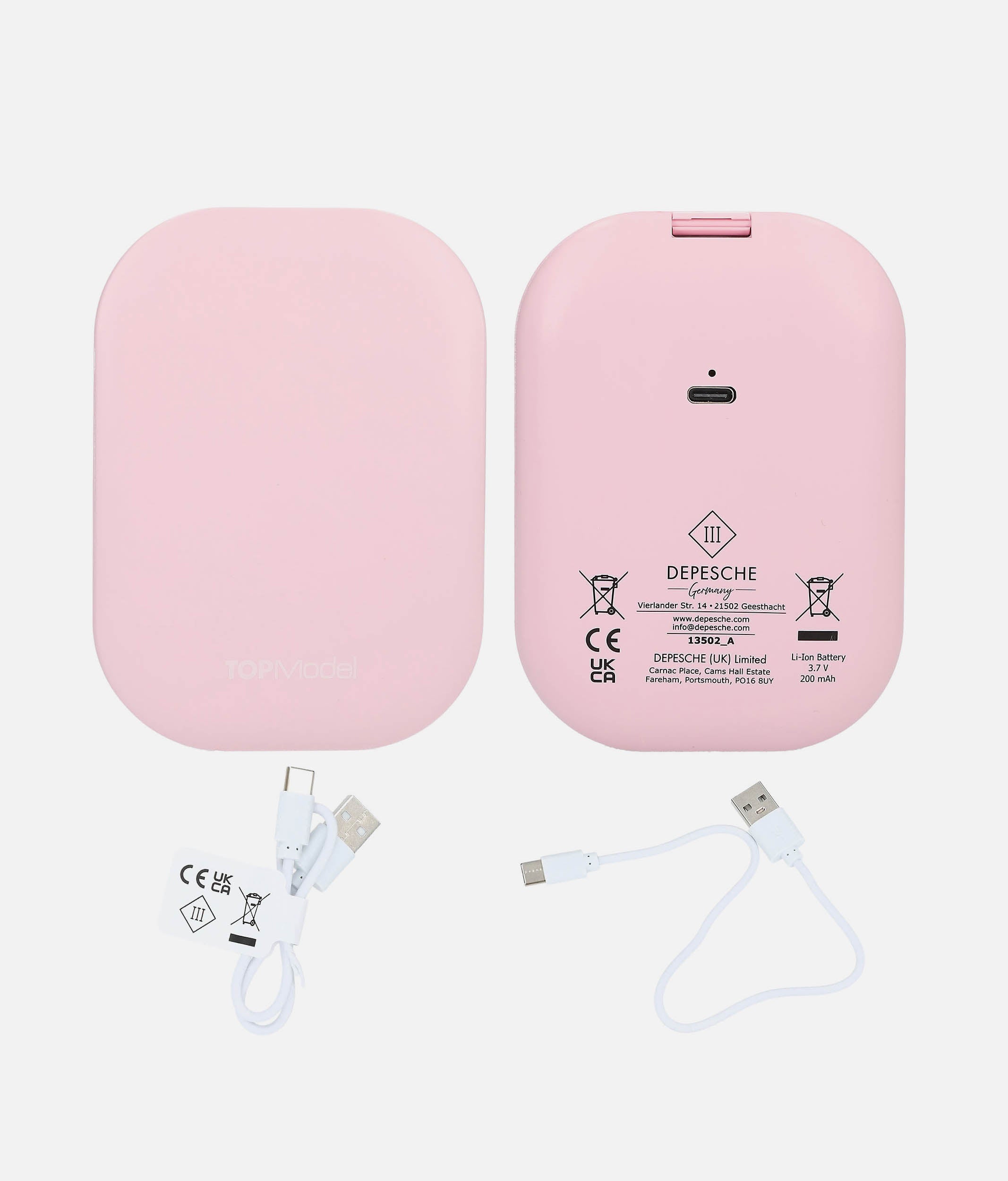 TOPModel Foldable Pocket Mirror with LED Light & Touch Control - 0013502